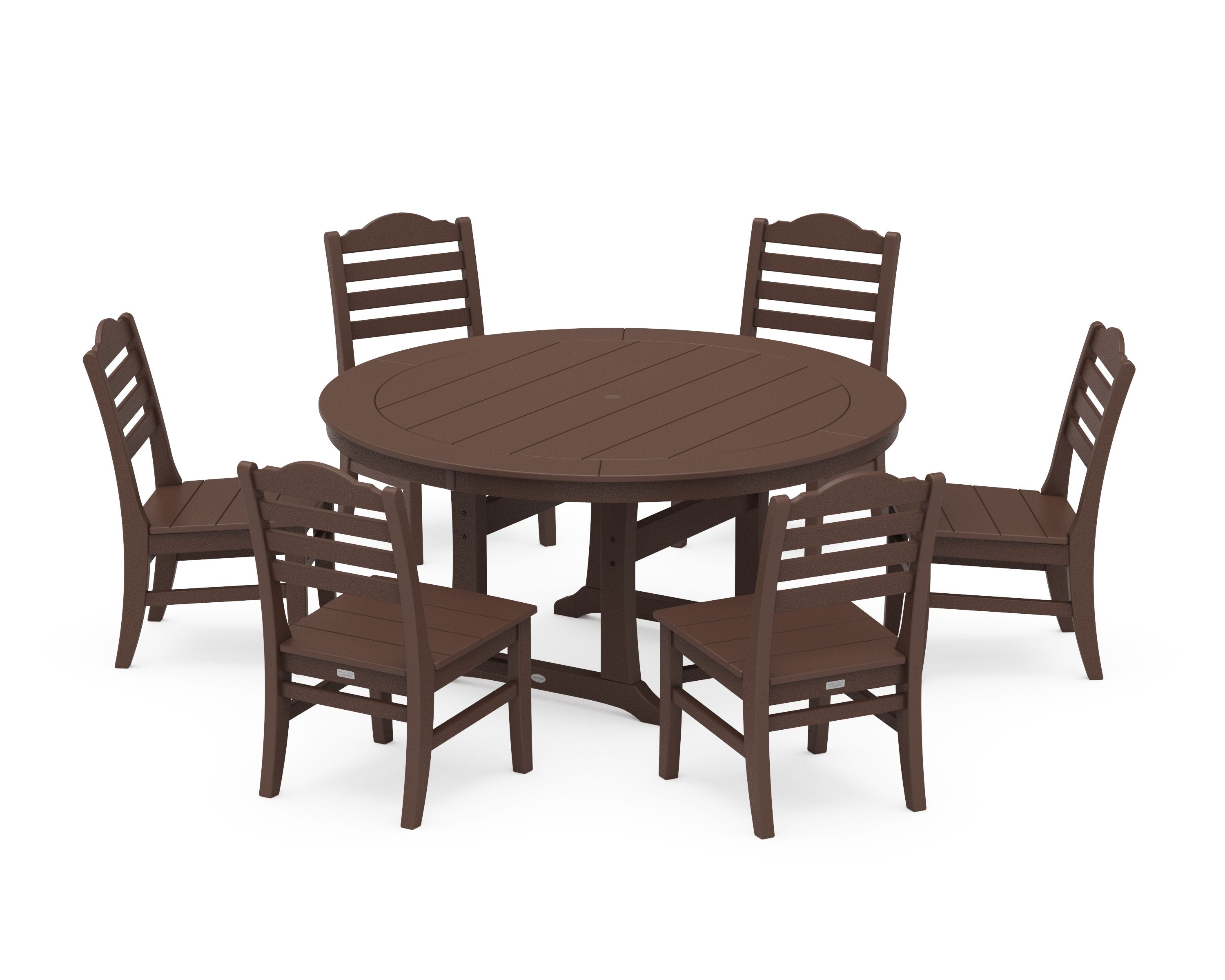 Savannah 7-Piece Side Chair Round Dining Set in Mahogany