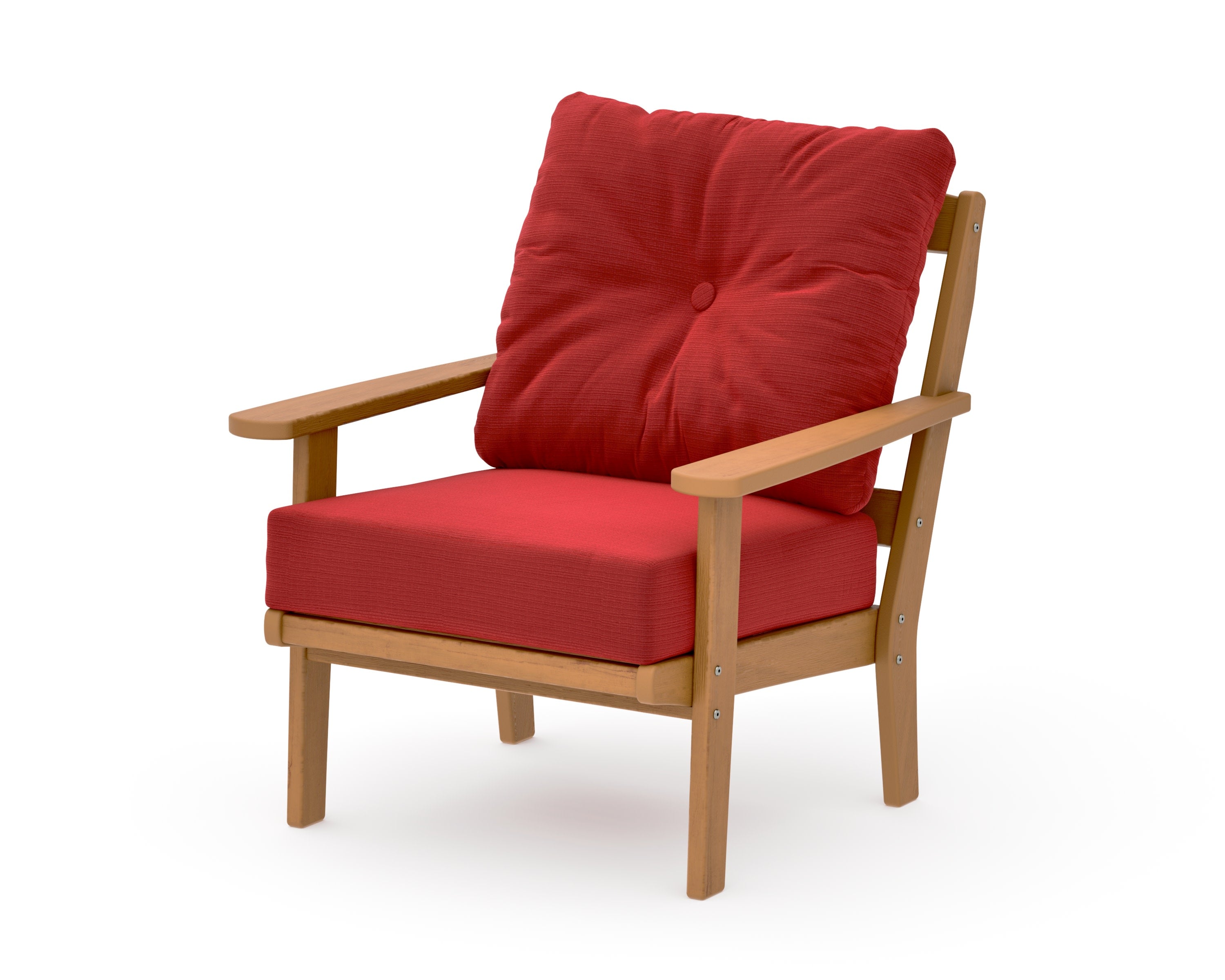 Mission Deep Seating Chair in Natural / Crimson Linen