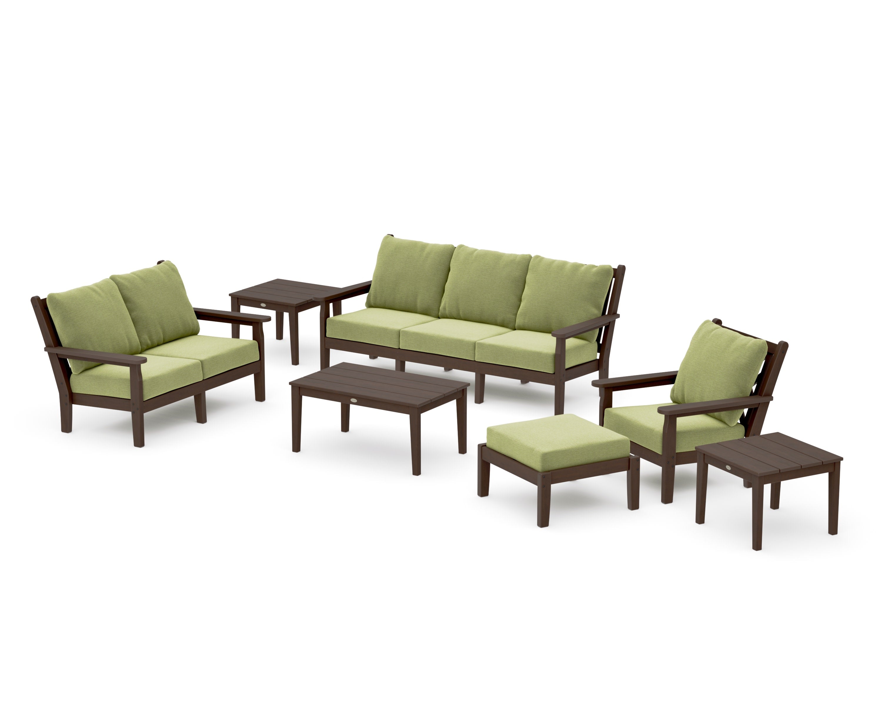 Chippendale 7-Piece Deep Seating Set in Kona / Chartreuse Boucle