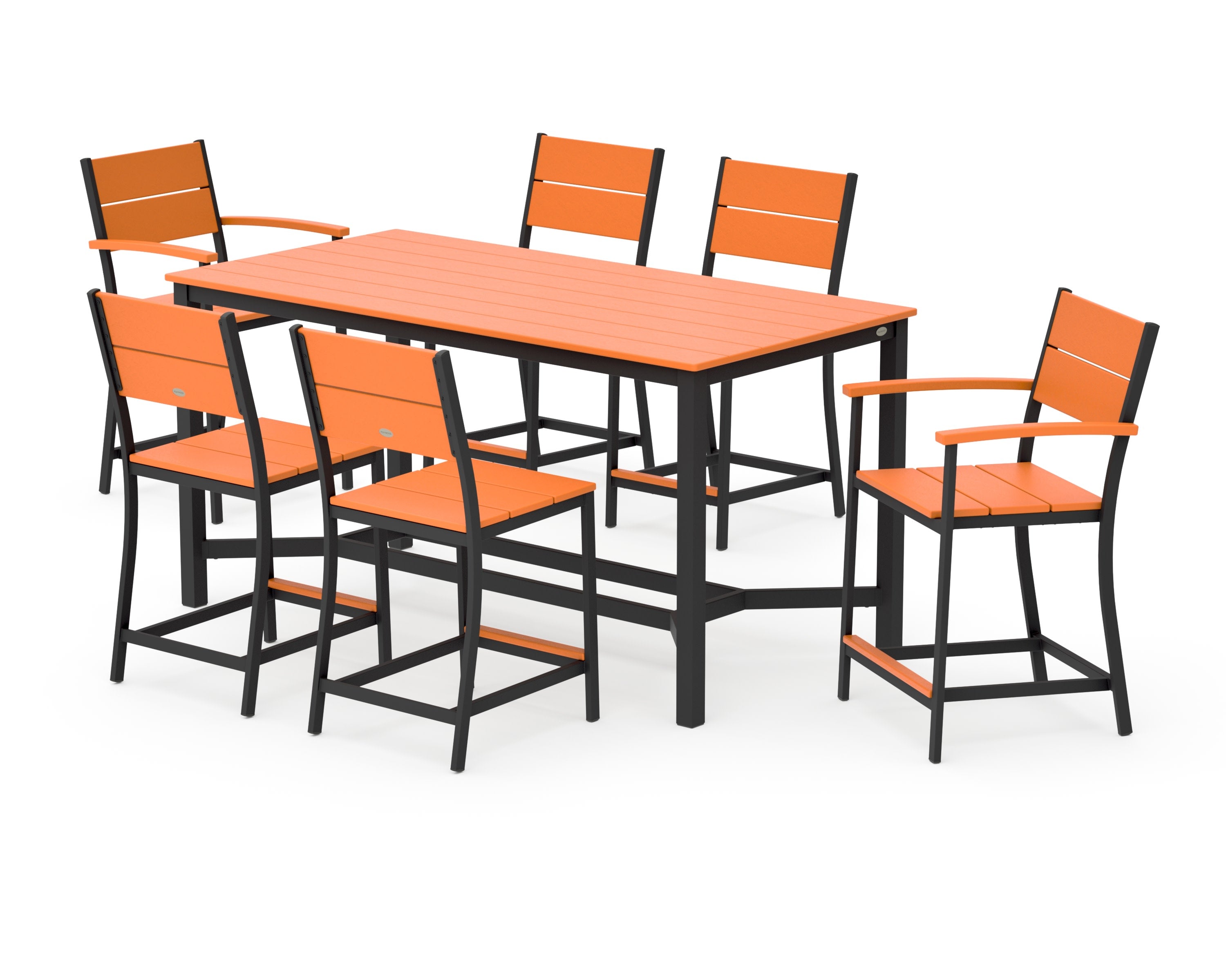 Main Street 7-Piece Counter Set in Black / Tangerine