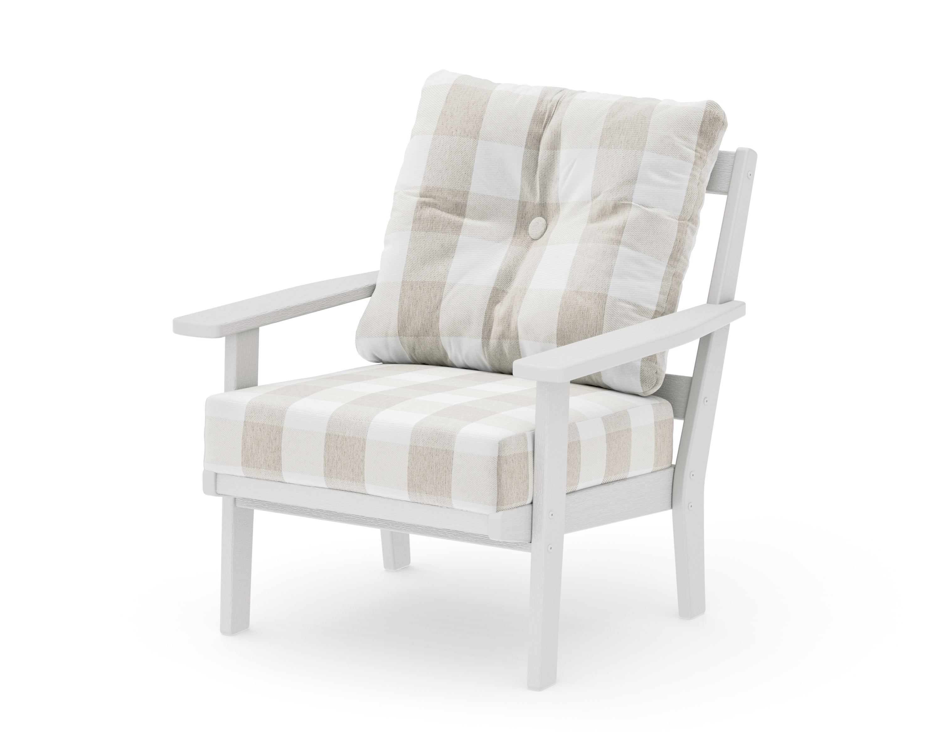 Oxford Deep Seating Chair in Vintage White / Buffalo Plaid Dune Burlap