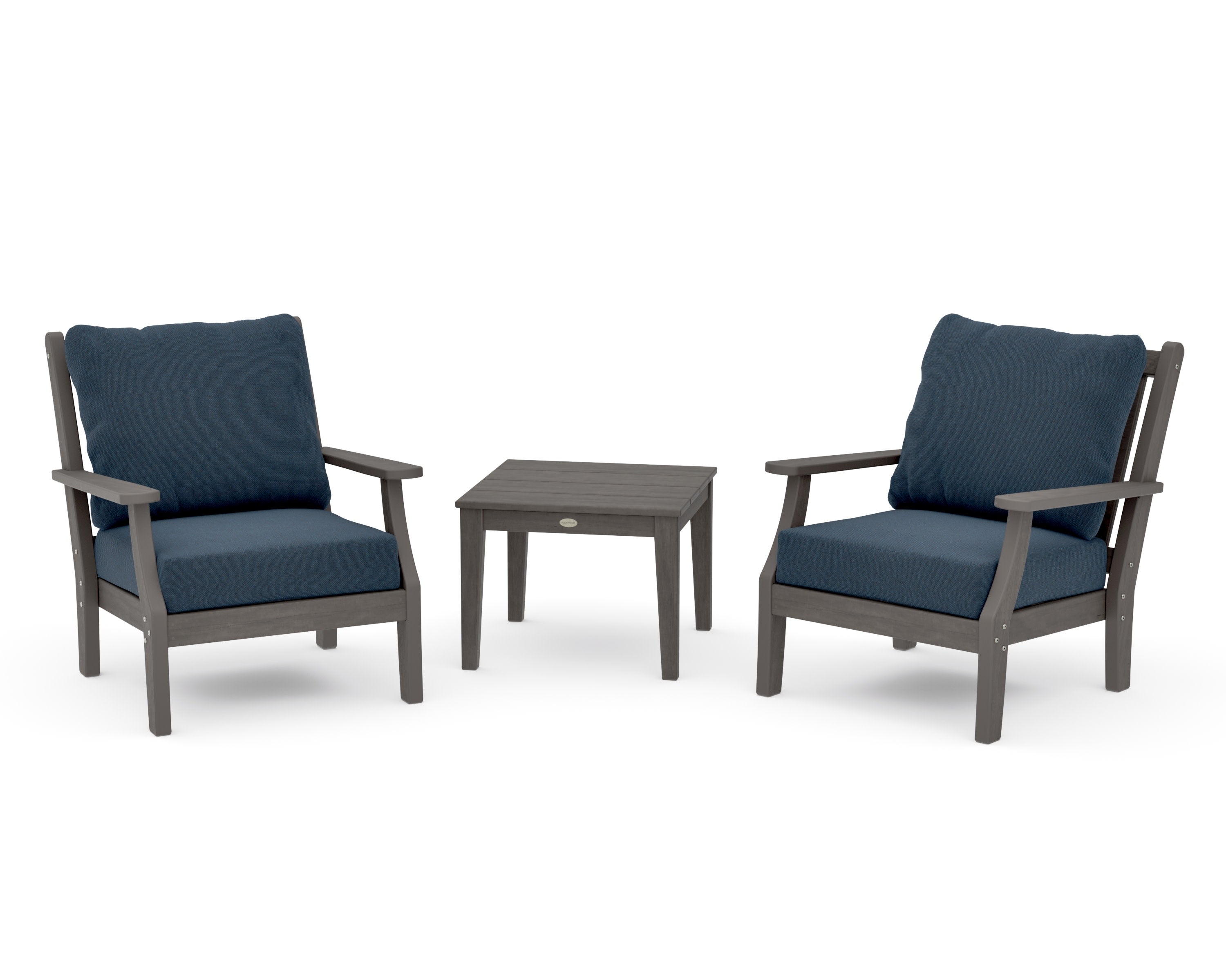 Wovendale 3-Piece Deep Seating Set in Driftwood / Marine Indigo