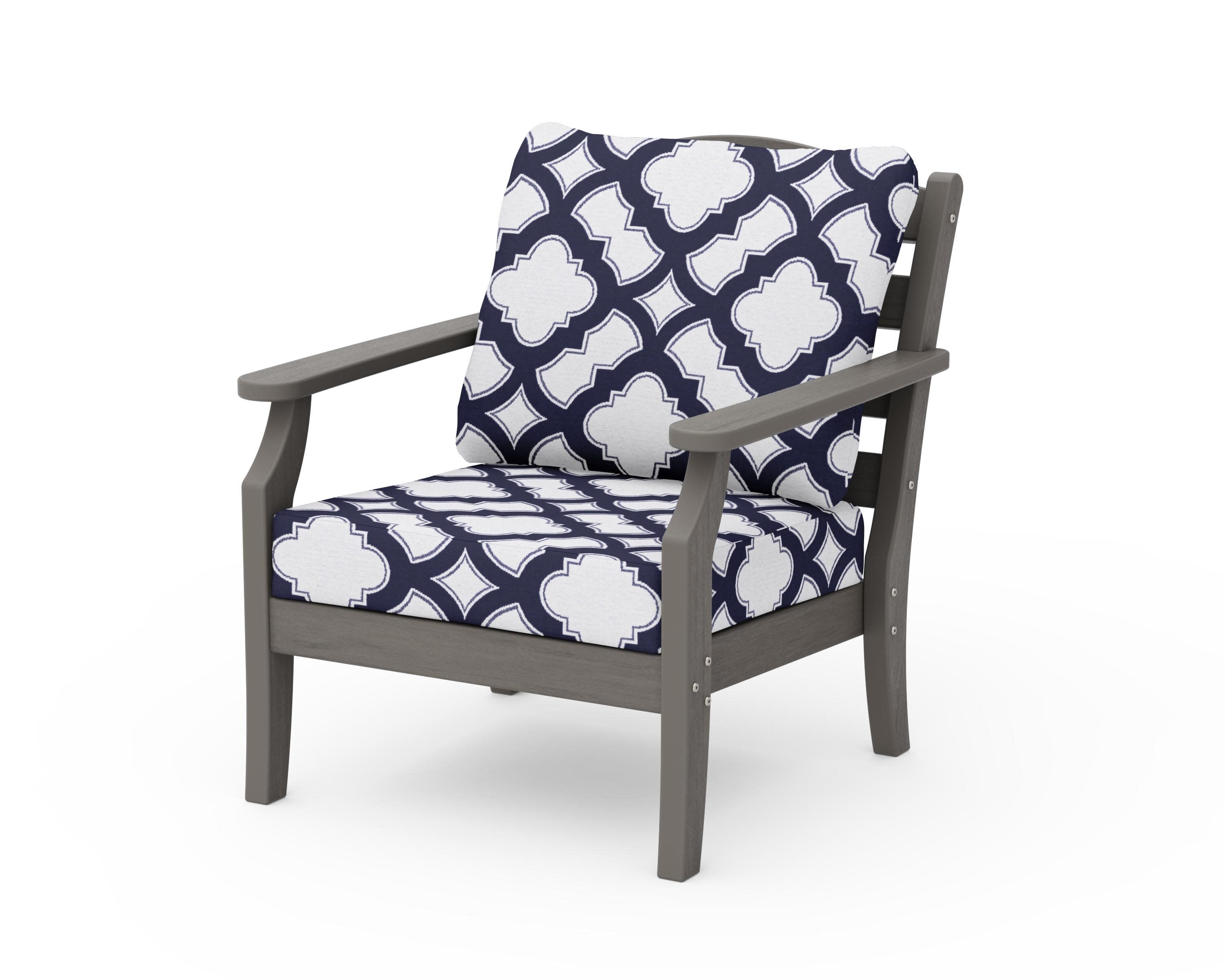 Savannah Deep Seating Chair in Driftwood / Trellis Navy