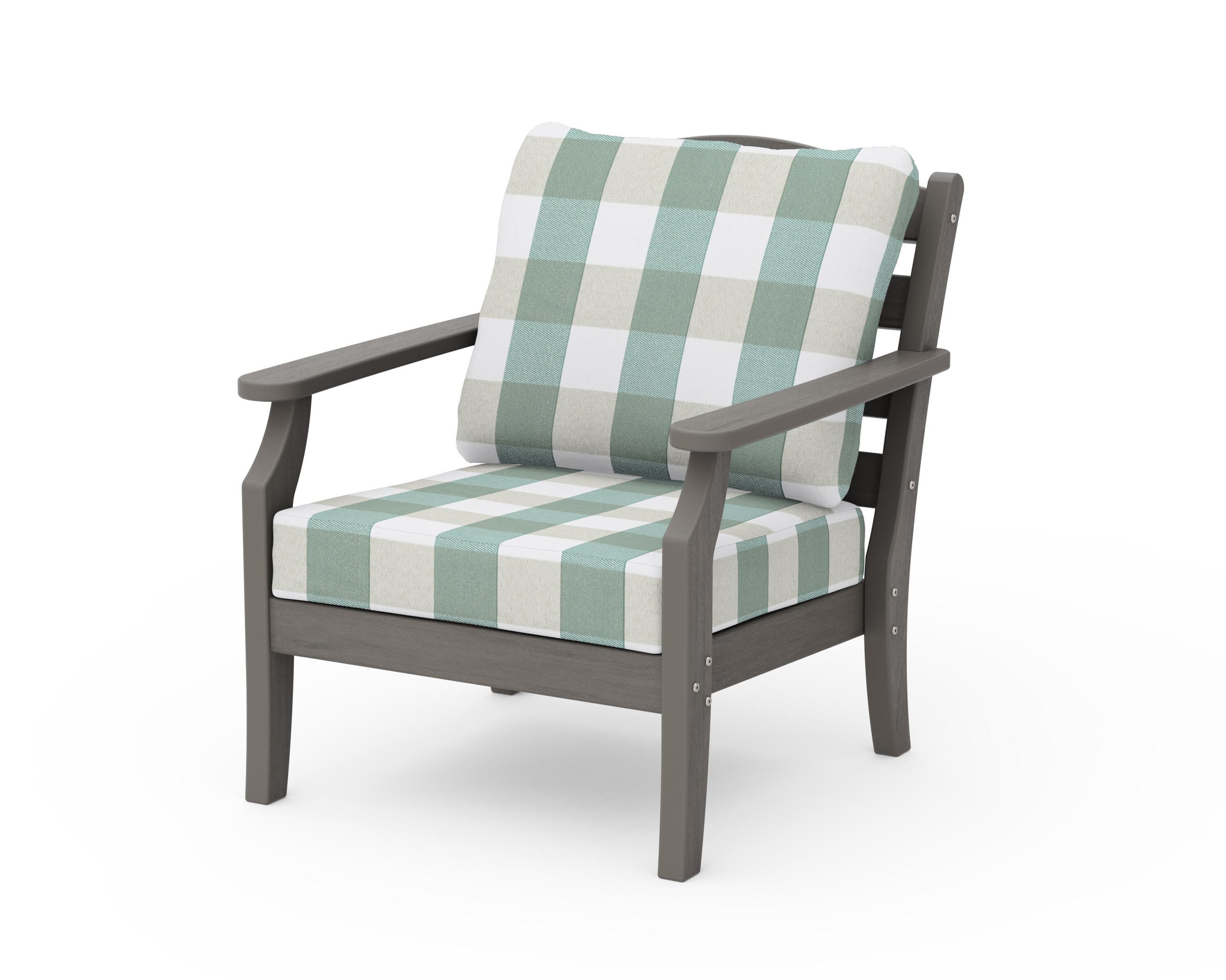 Savannah Deep Seating Chair in Driftwood / Buffalo Plaid Glacier Spa