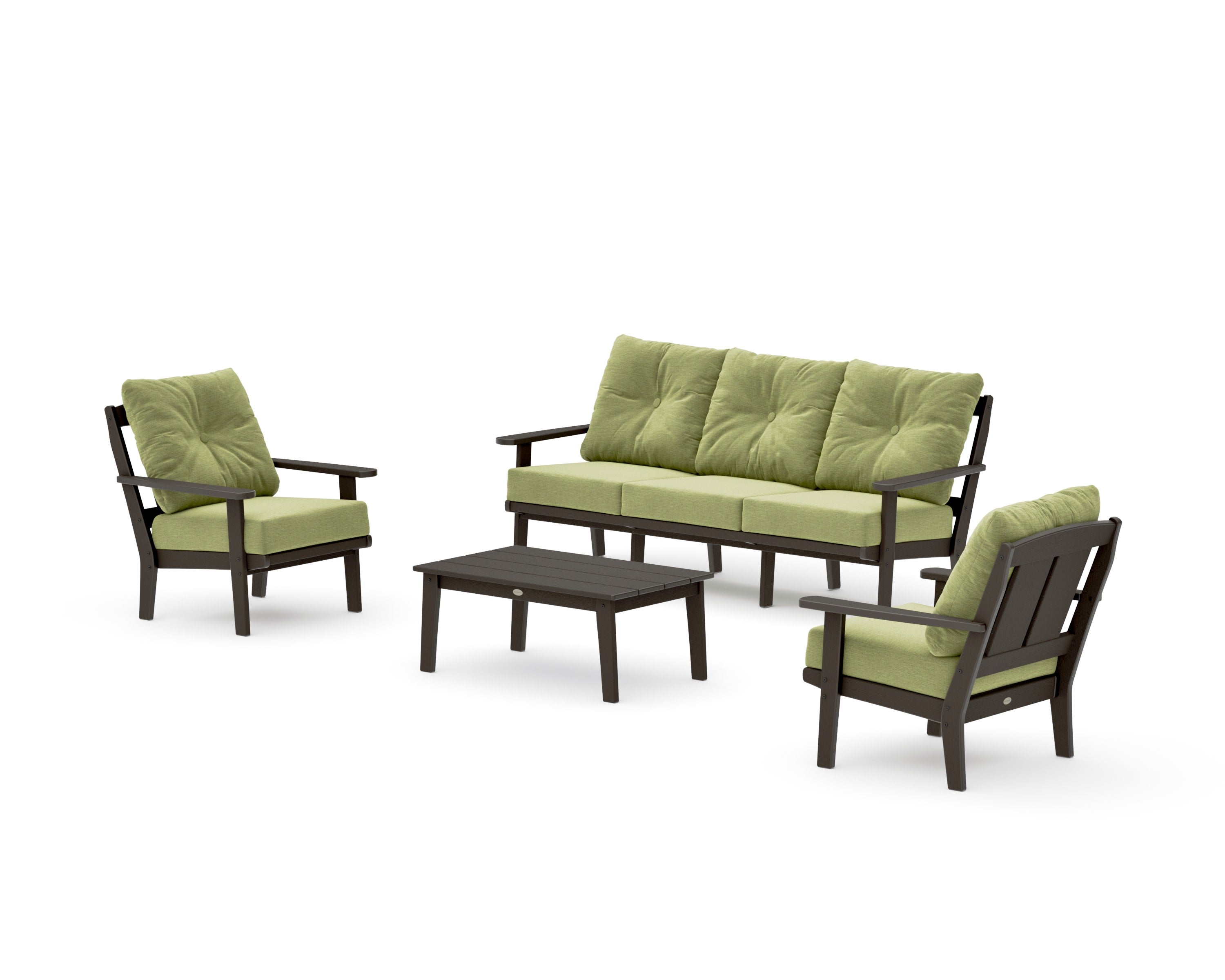 Mission 4-Piece Deep Seating Set with Sofa in Vintage Coffee / Chartreuse Boucle