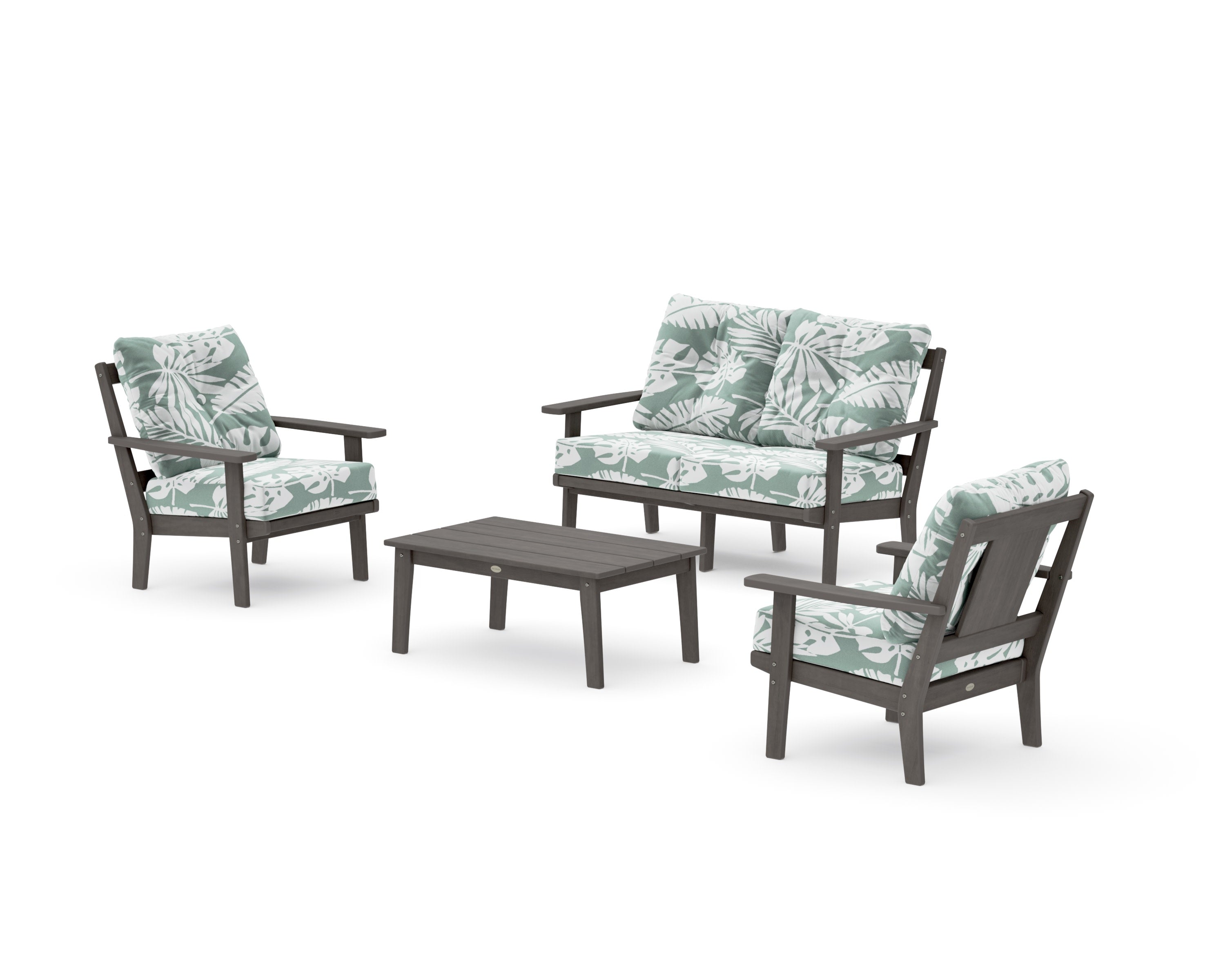 Prairie 4-Piece Deep Seating Set with Loveseat in Driftwood / Leaf Glacier Spa