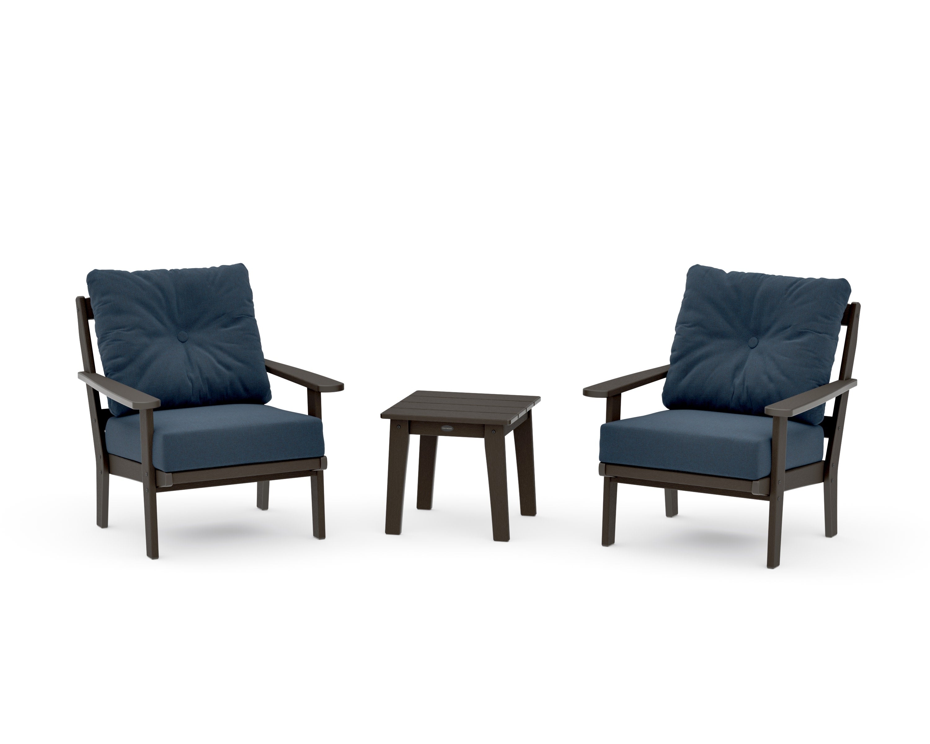 Mission 3-Piece Deep Seating Set in Vintage Coffee / Marine Indigo
