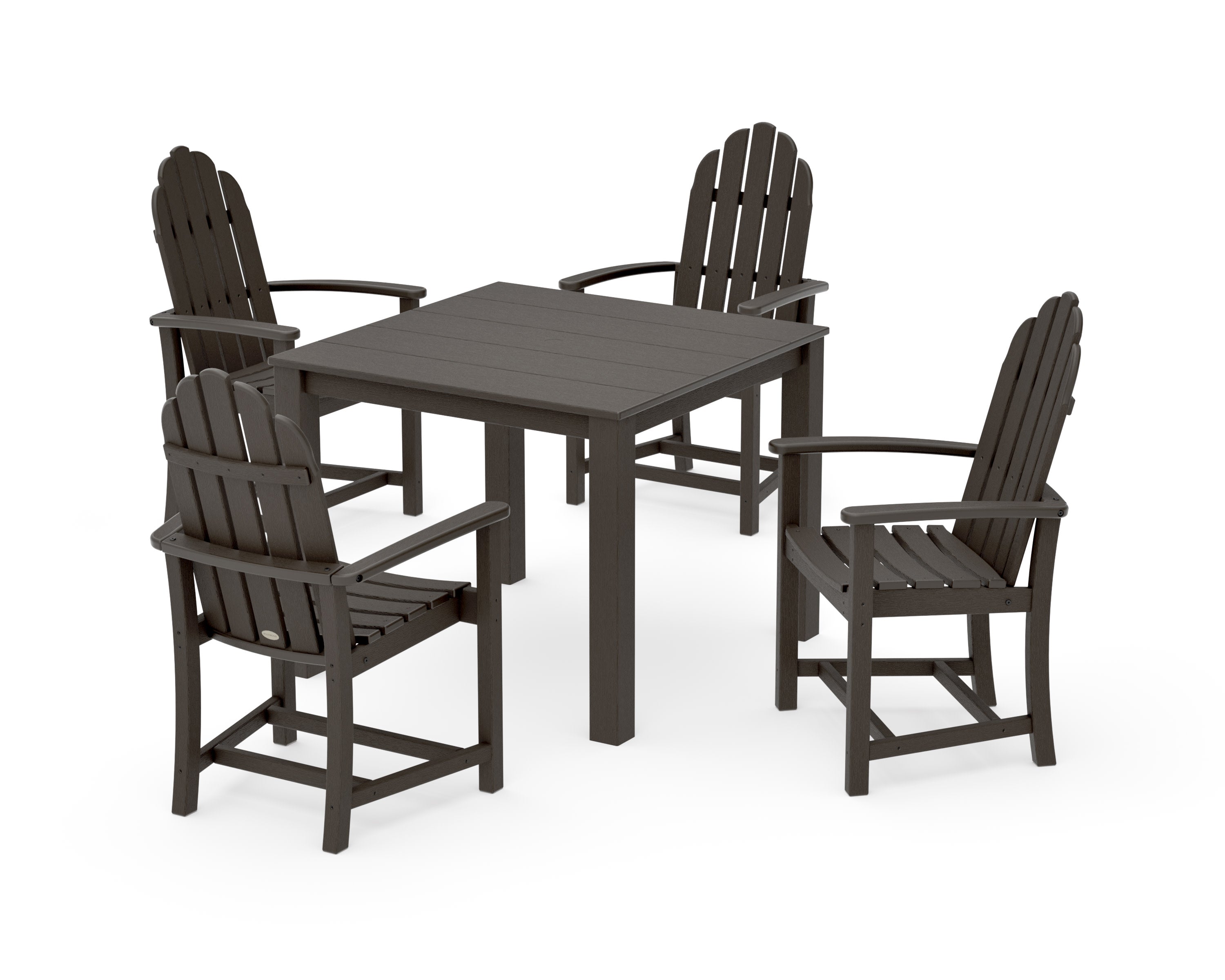 Classic Adirondack 5-Piece Parsons Dining Set in Vintage Coffee