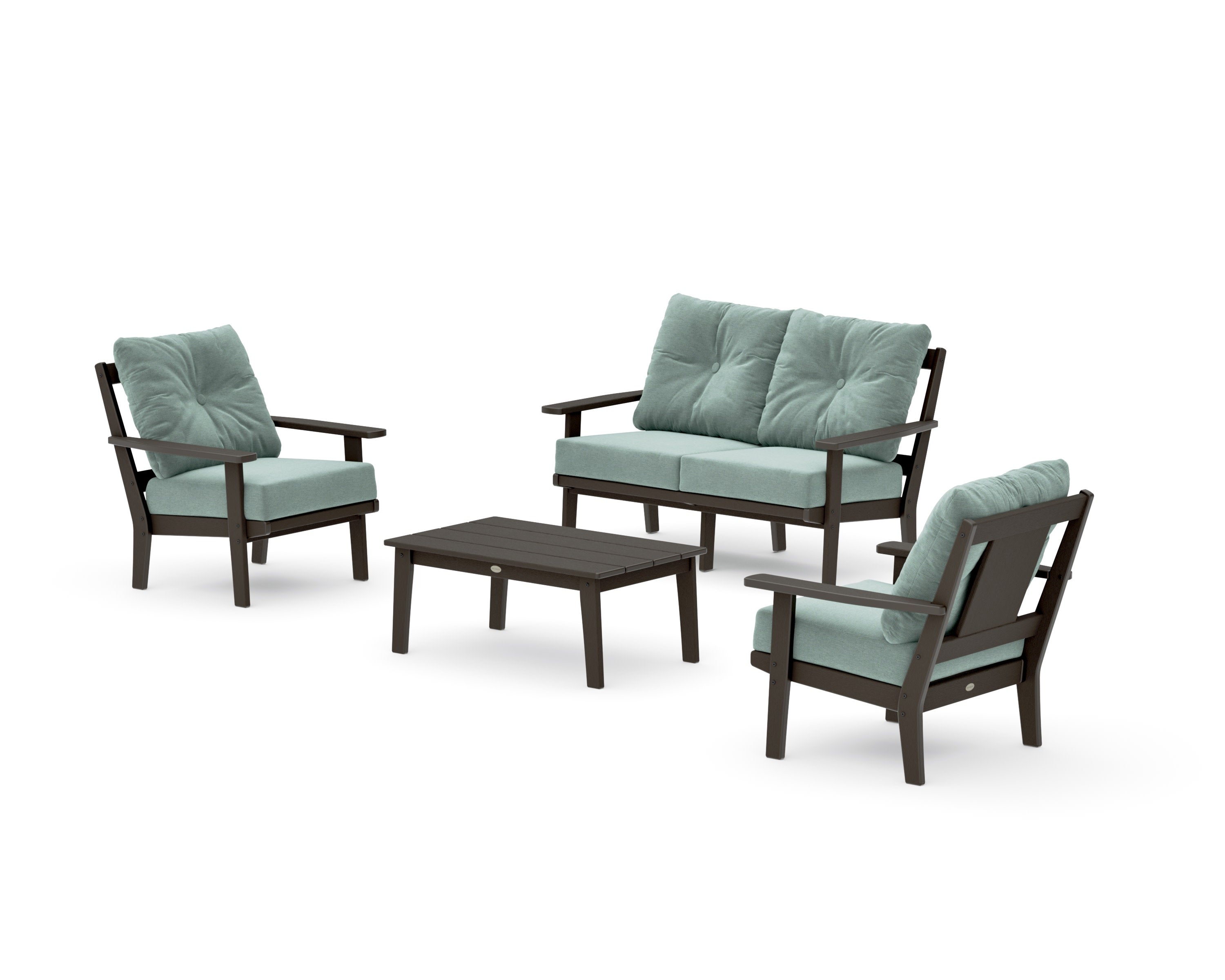 Prairie 4-Piece Deep Seating Set with Loveseat in Vintage Coffee / Glacier Spa