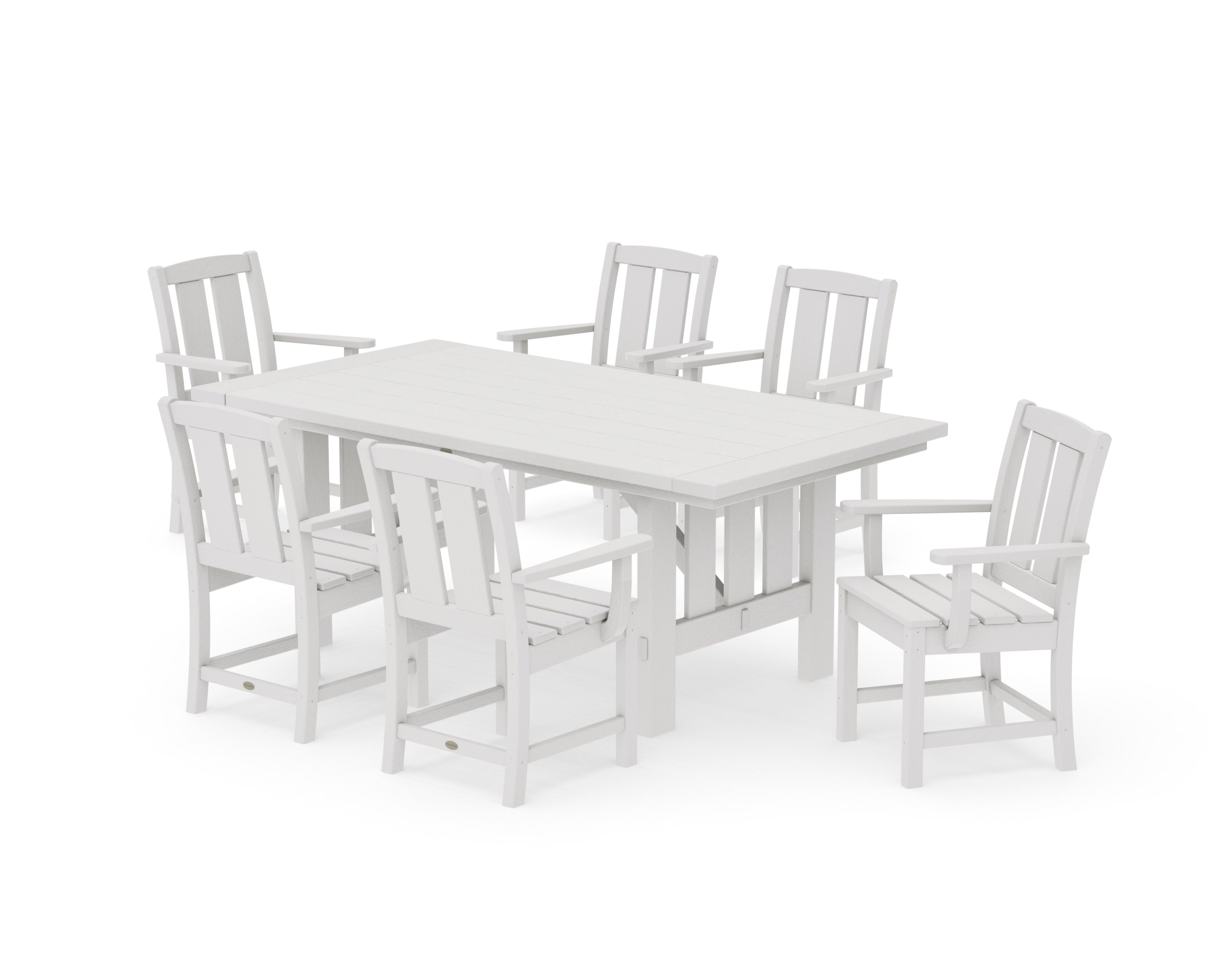 Mission Arm Chair 7-Piece Mission Dining Set in Vintage White
