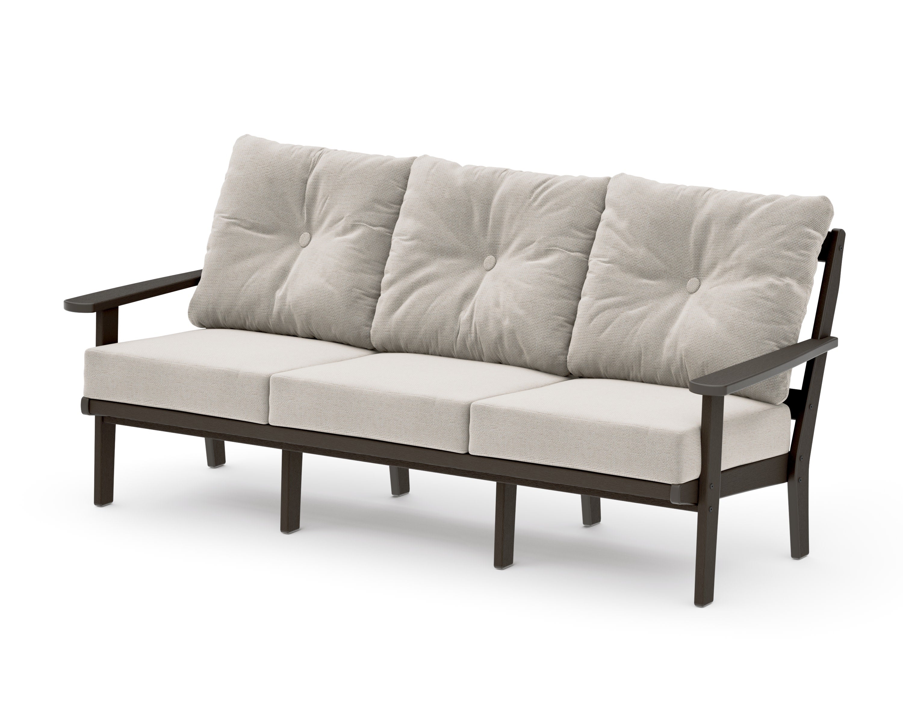 Mission Deep Seating Sofa in Vintage Coffee / Dune Burlap