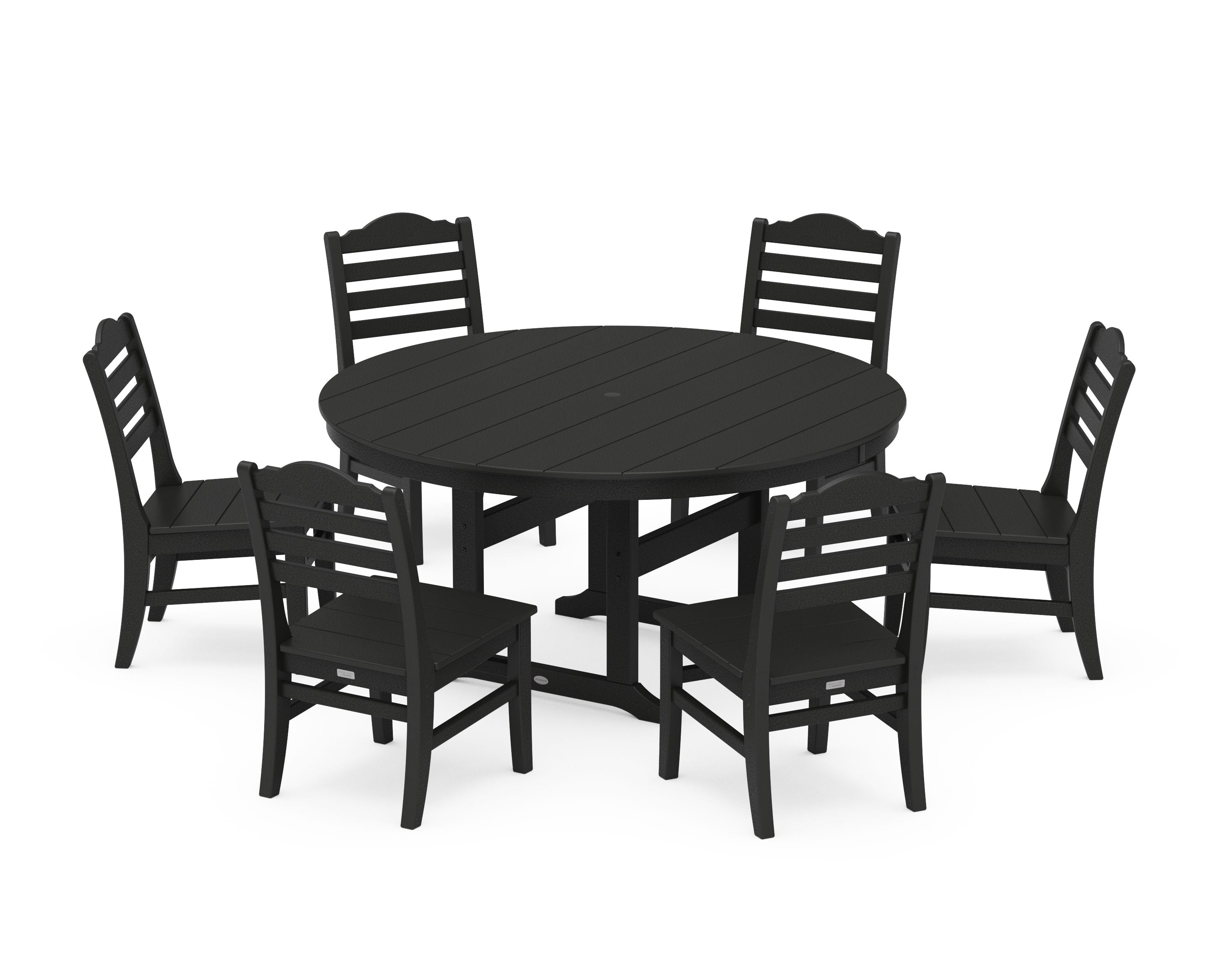 Savannah 7-Piece Side Chair Round Farmhouse Dining Set in Black
