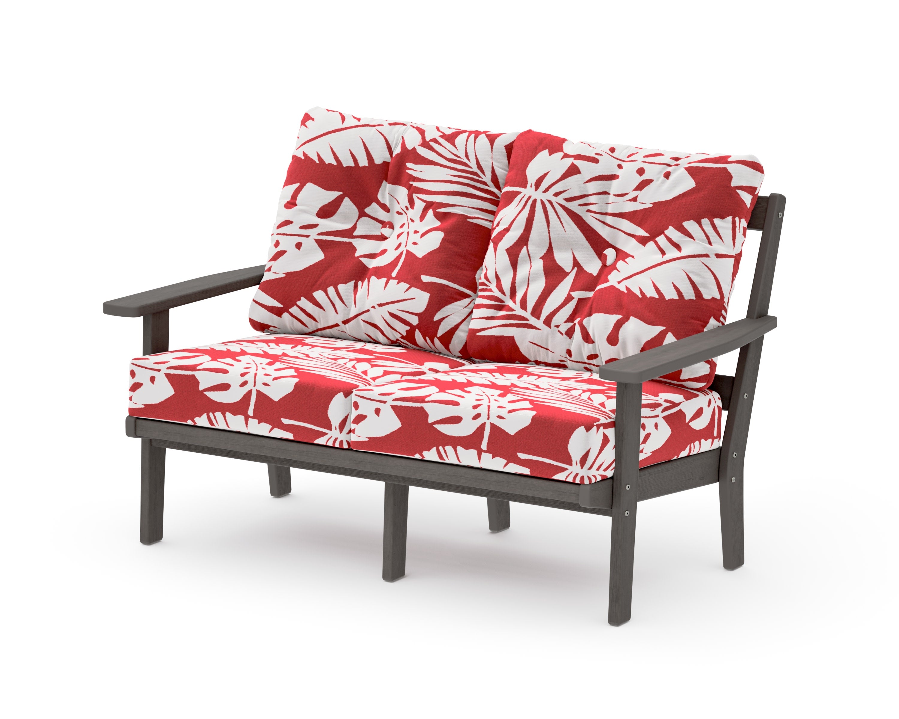Prairie Deep SeatingLoveseat in Driftwood / Leaf Crimson