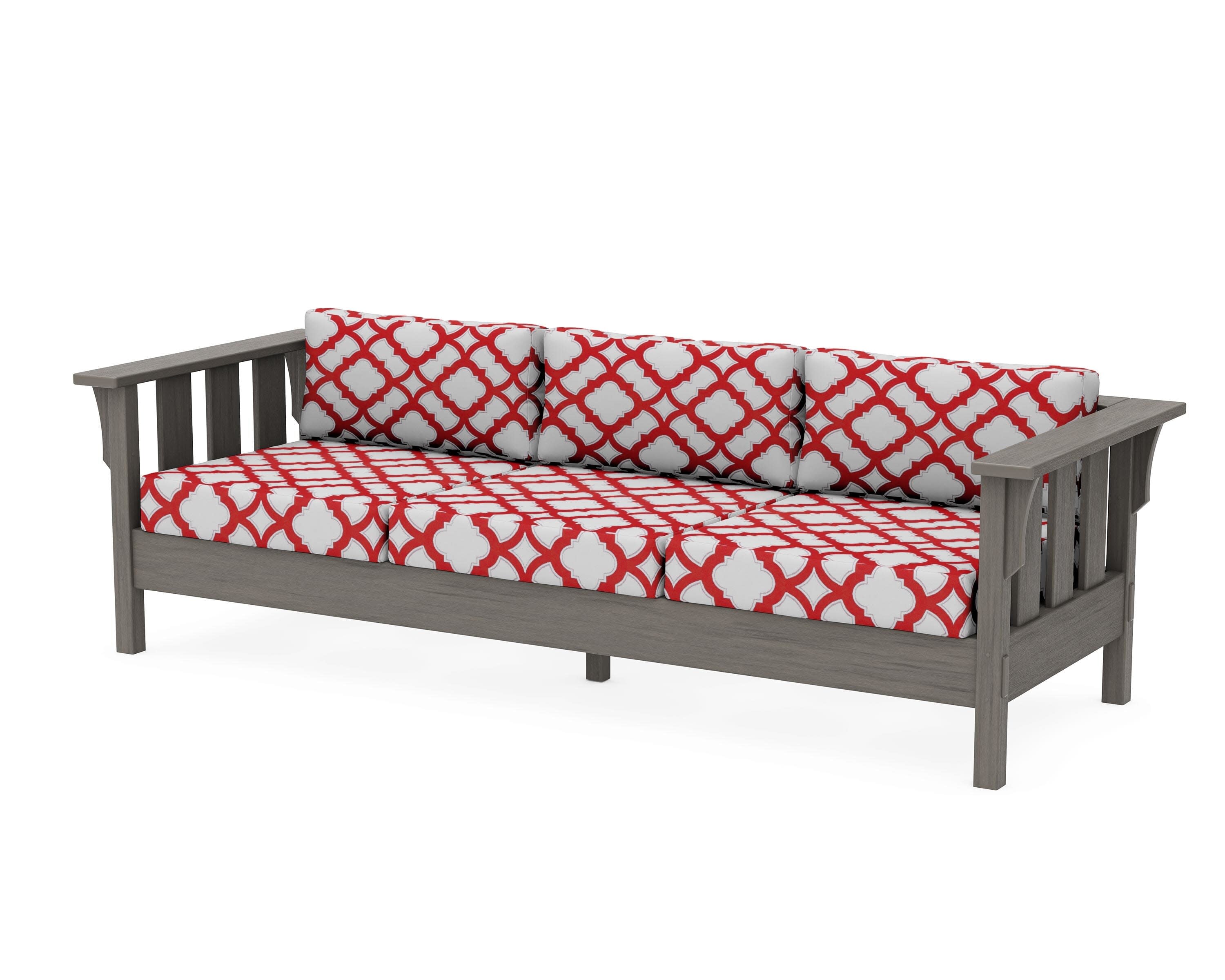 Acadia Deep Seating Sofa in Driftwood / Trellis Crimson