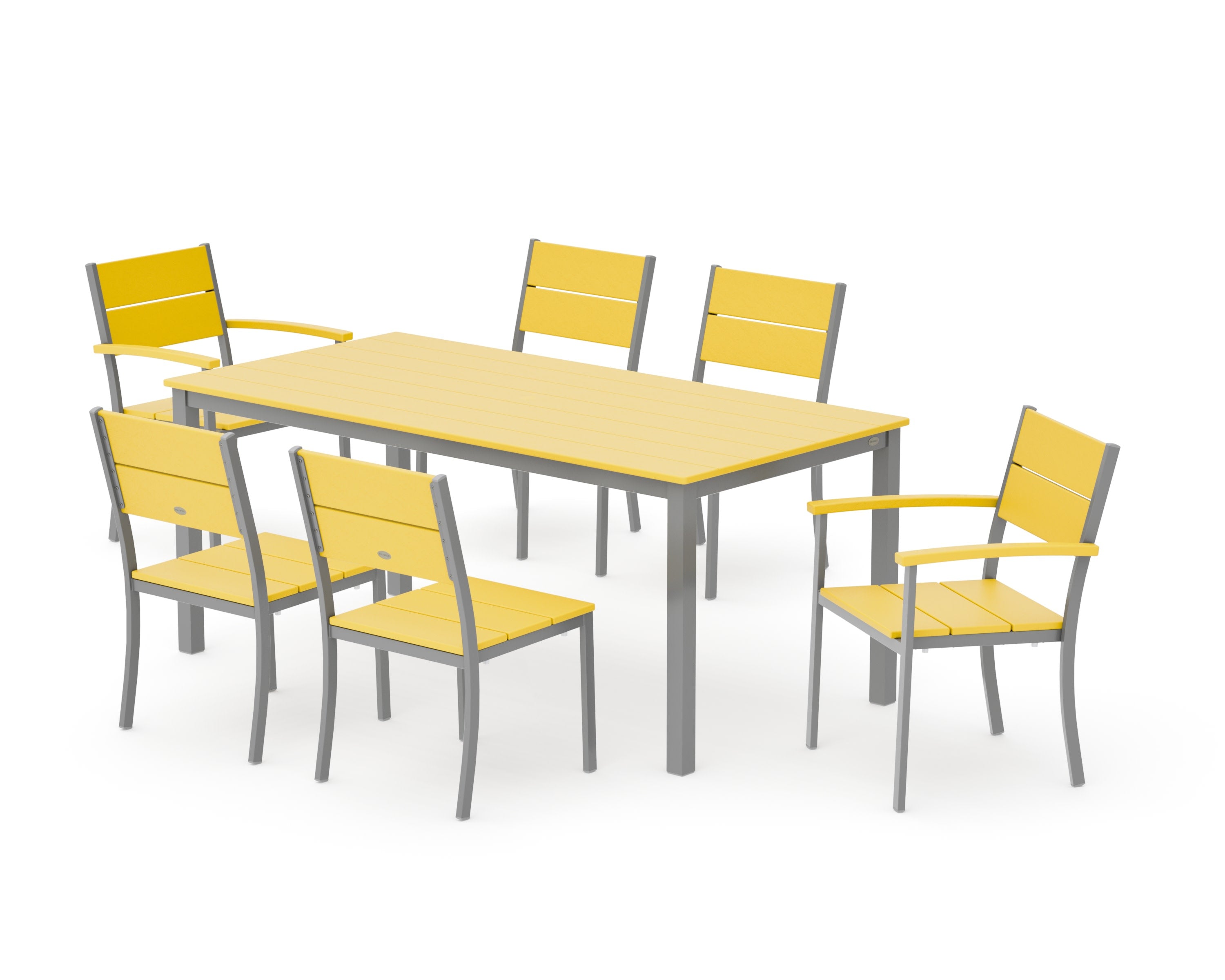 Main Street 7-Piece Dining Set in Silver / Lemon