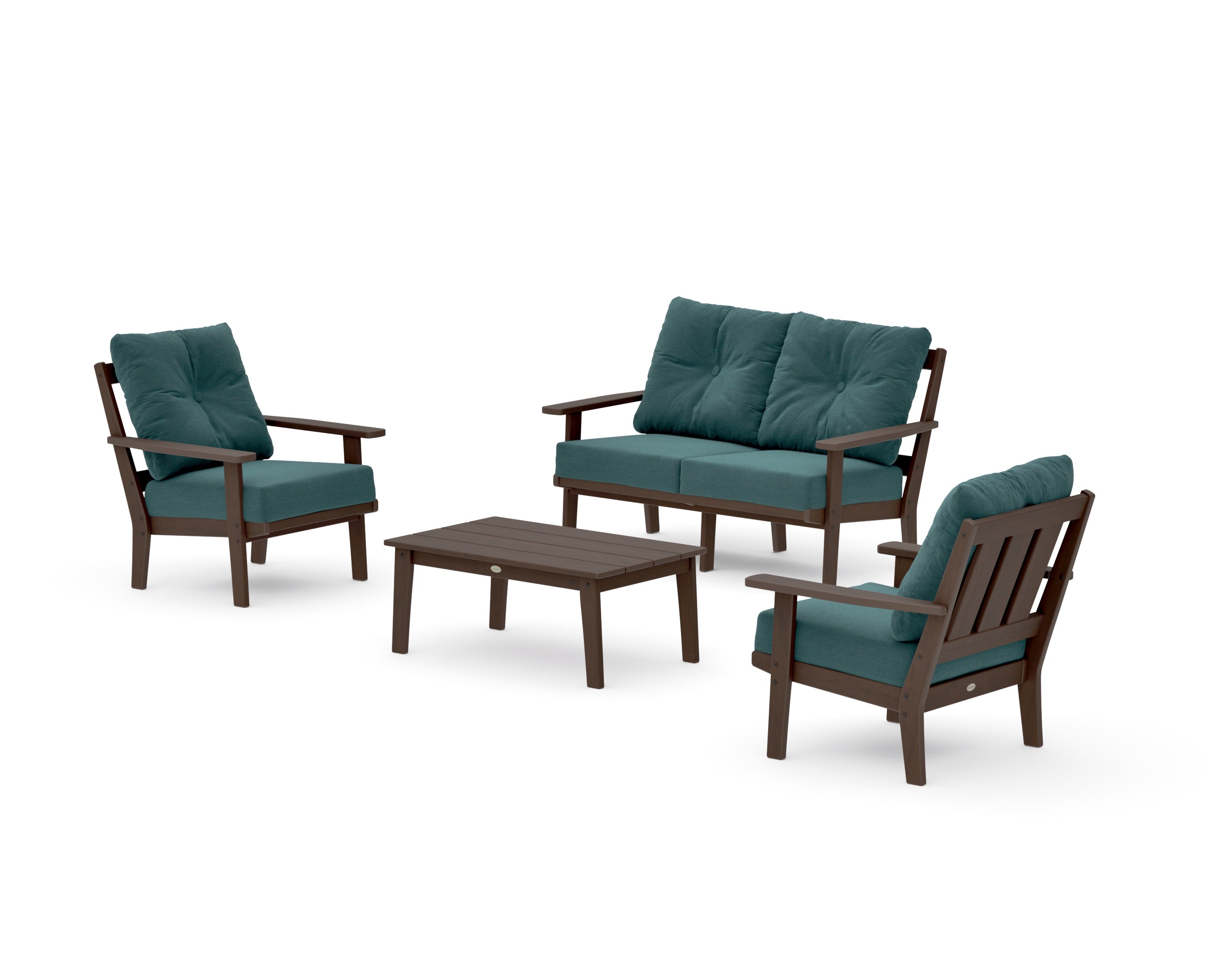 Oxford 4-Piece Deep Seating Set with Loveseat in Kona / Ocean Teal