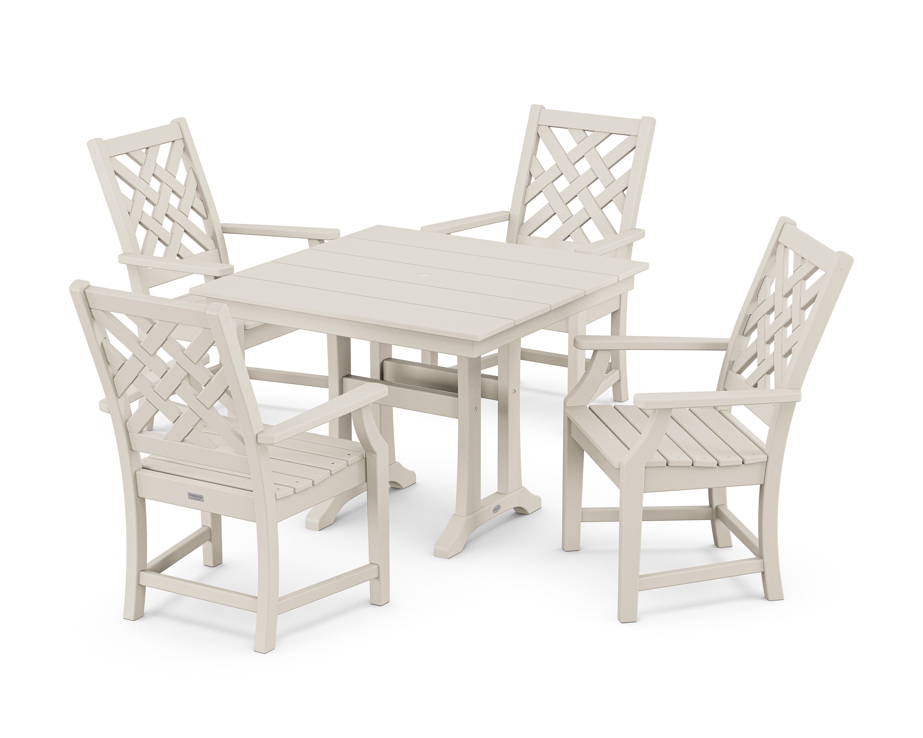 Wovendale 5-Piece Farmhouse Dining Set with Trestle Legs in Sand