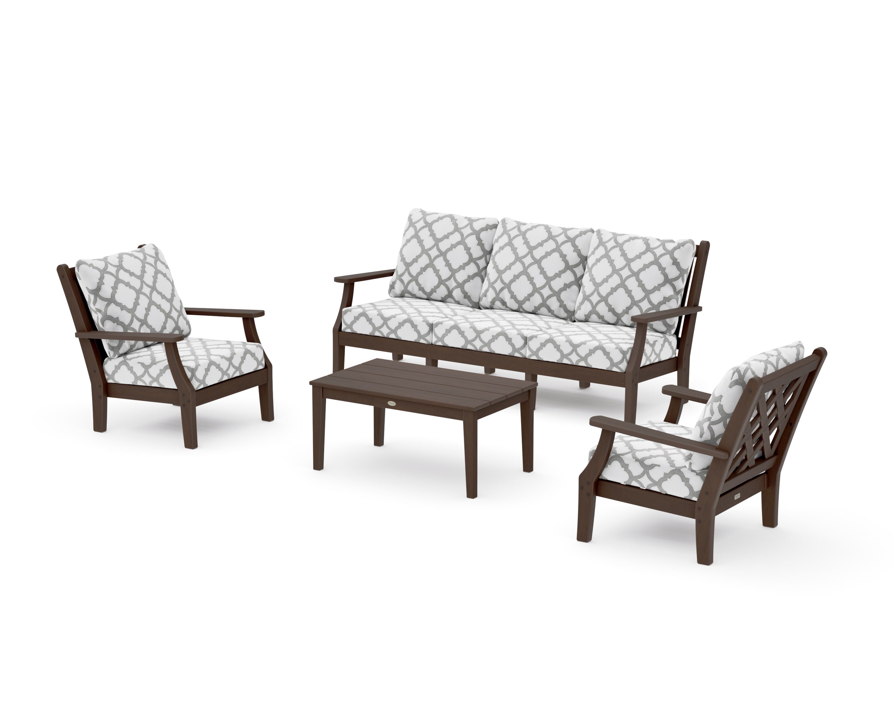 Wovendale 4-Piece Deep Seating Set with Sofa in Kona / Trellis Grey Mist