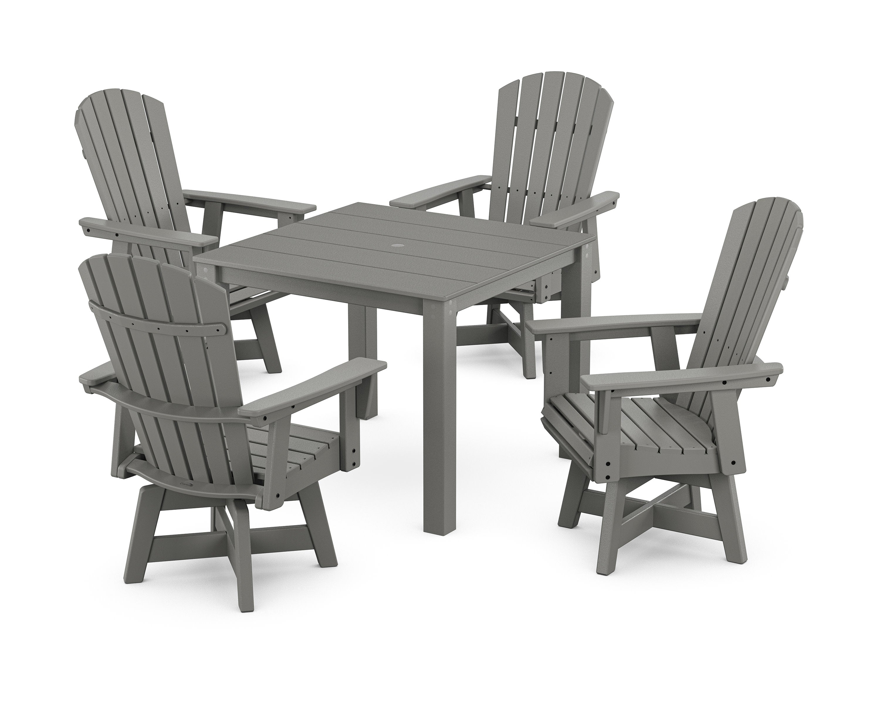 Nautical Curveback Adirondack Swivel 5-Piece Parsons Dining Set in Slate Grey