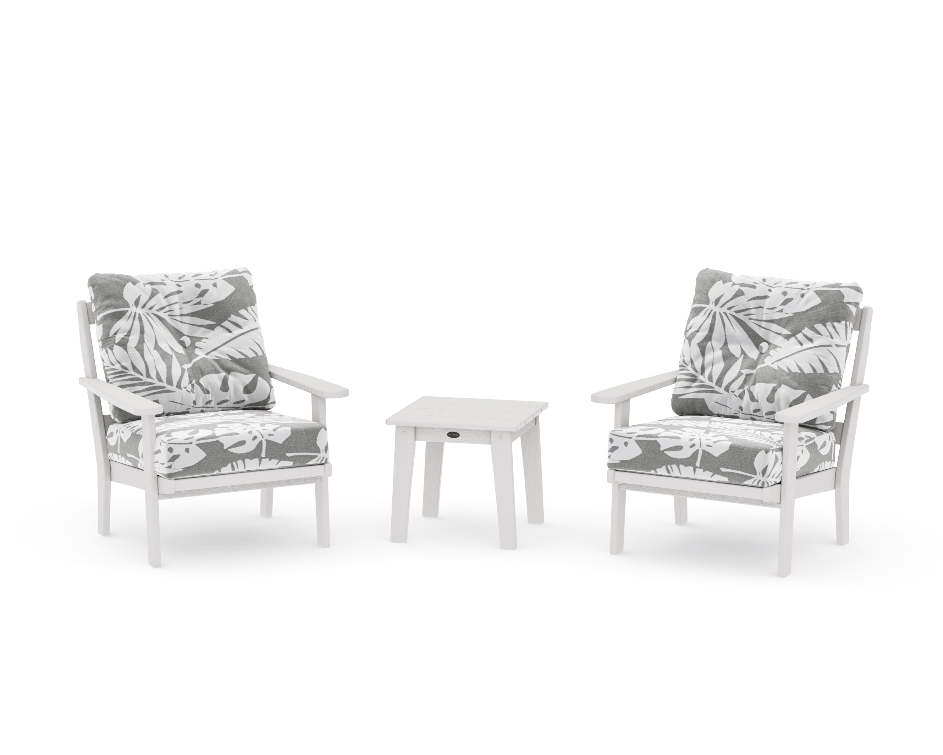 Mission 3-Piece Deep Seating Set in Vintage White / Leaf Grey Mist