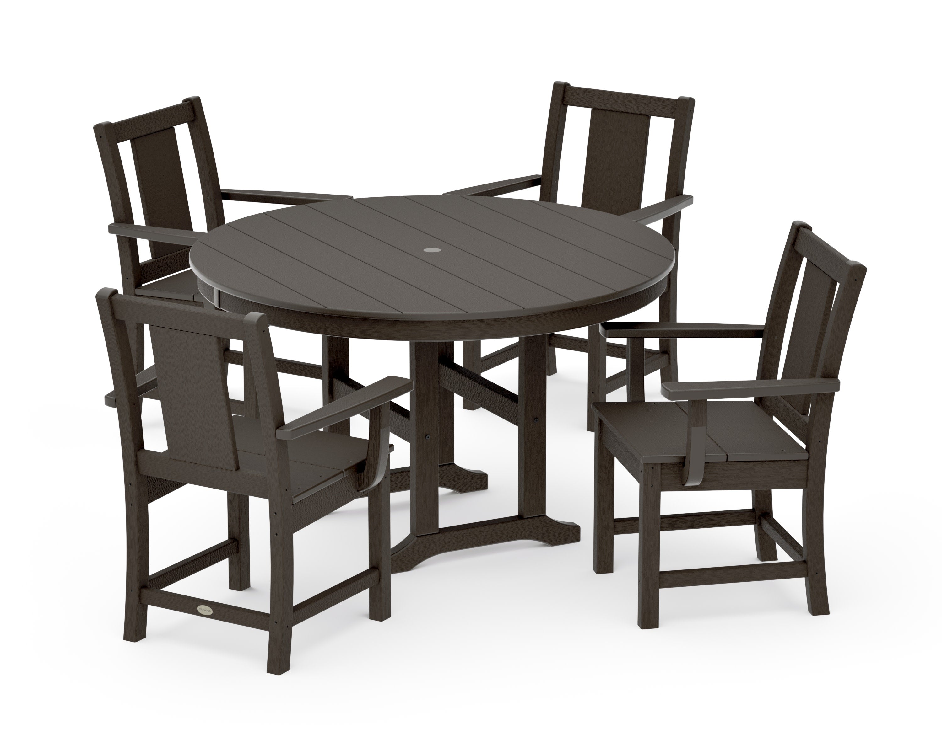 Prairie 5-Piece Round Farmhouse Dining Set in Vintage Coffee