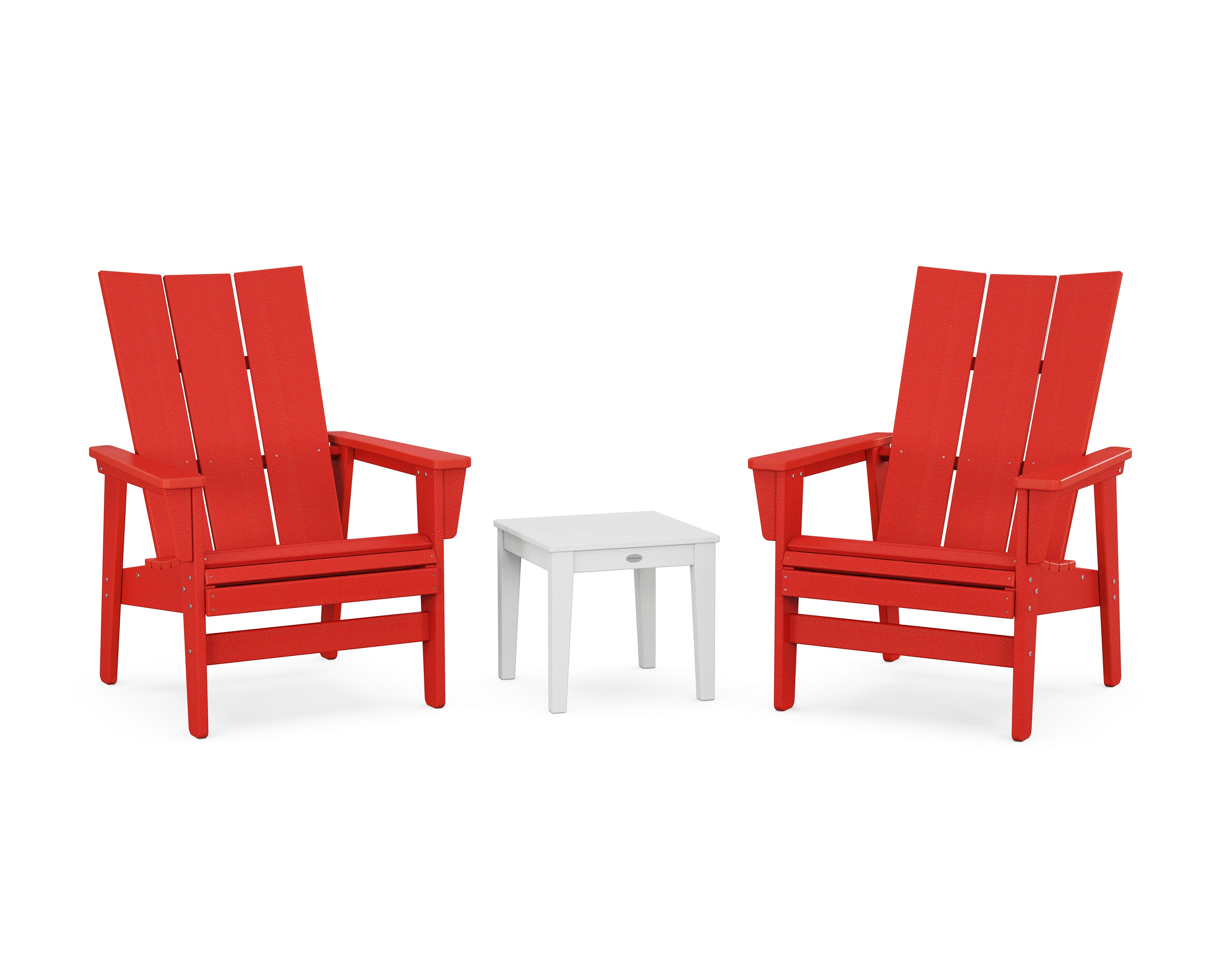 3-Piece Modern Grand Upright Adirondack Set in Sunset Red / White