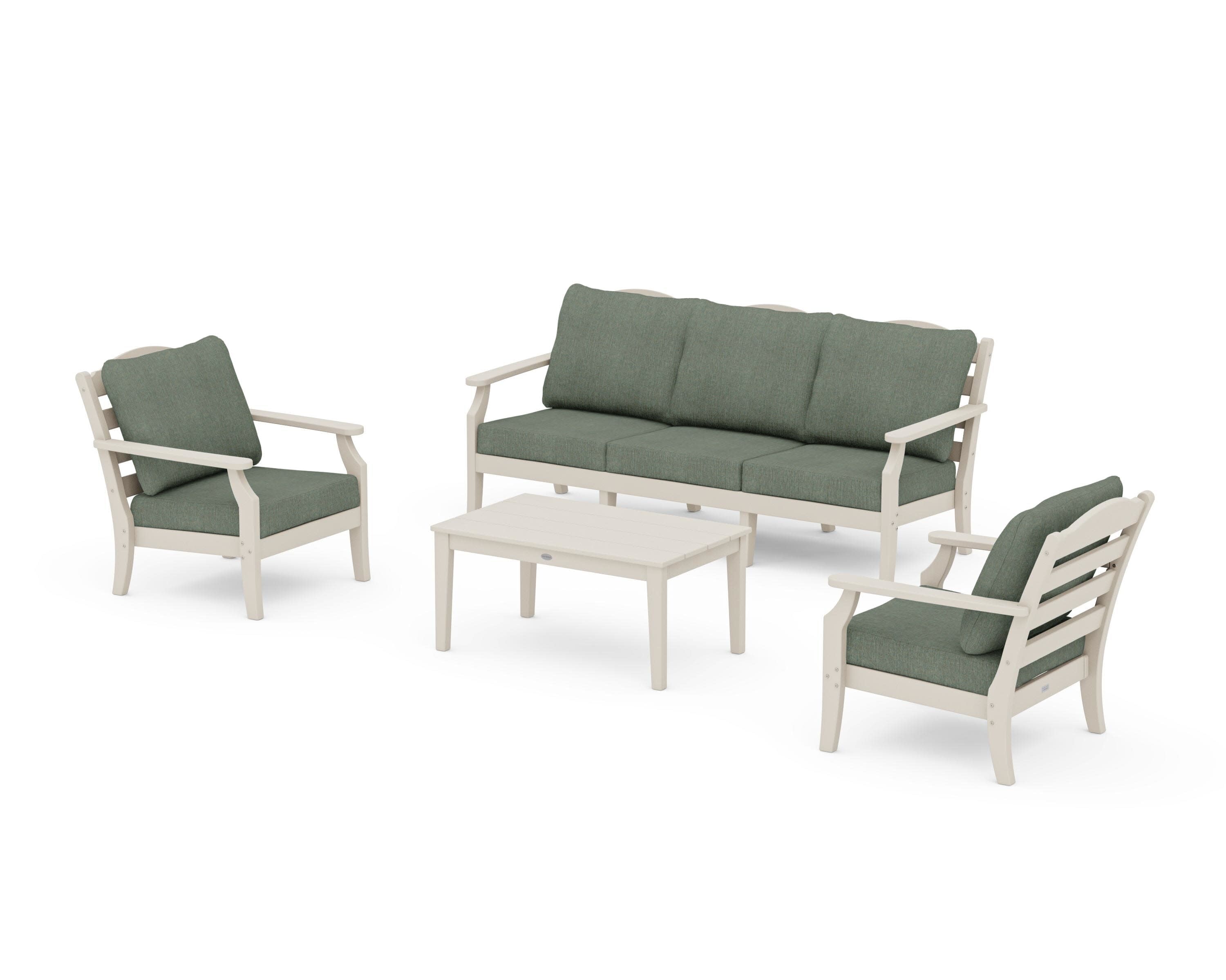Savannah 4-Piece Deep Seating Set with Sofa in Sand / Cast Sage