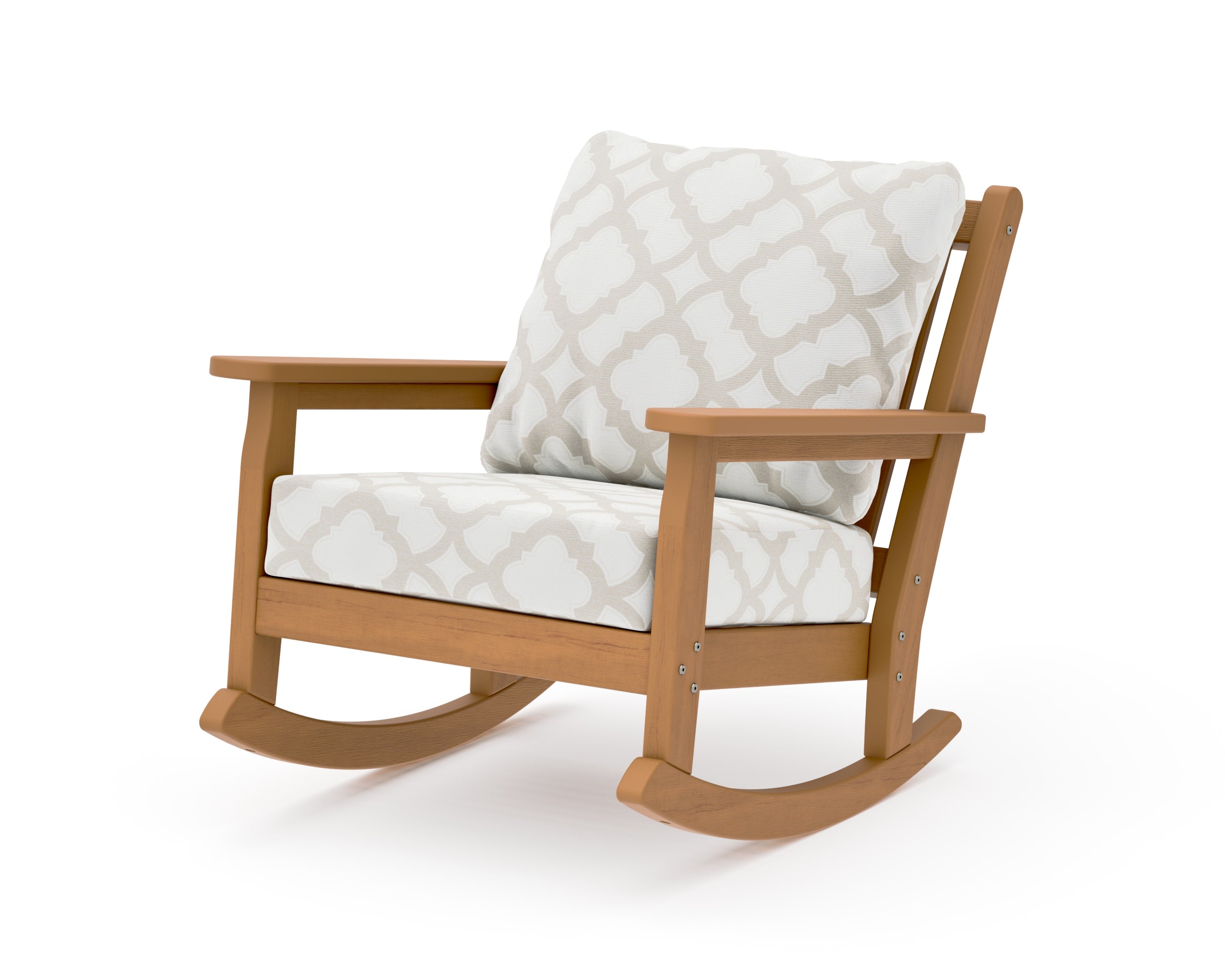 Chippendale Deep Seating Rocking Chair in Natural / Trellis Dune Burlap