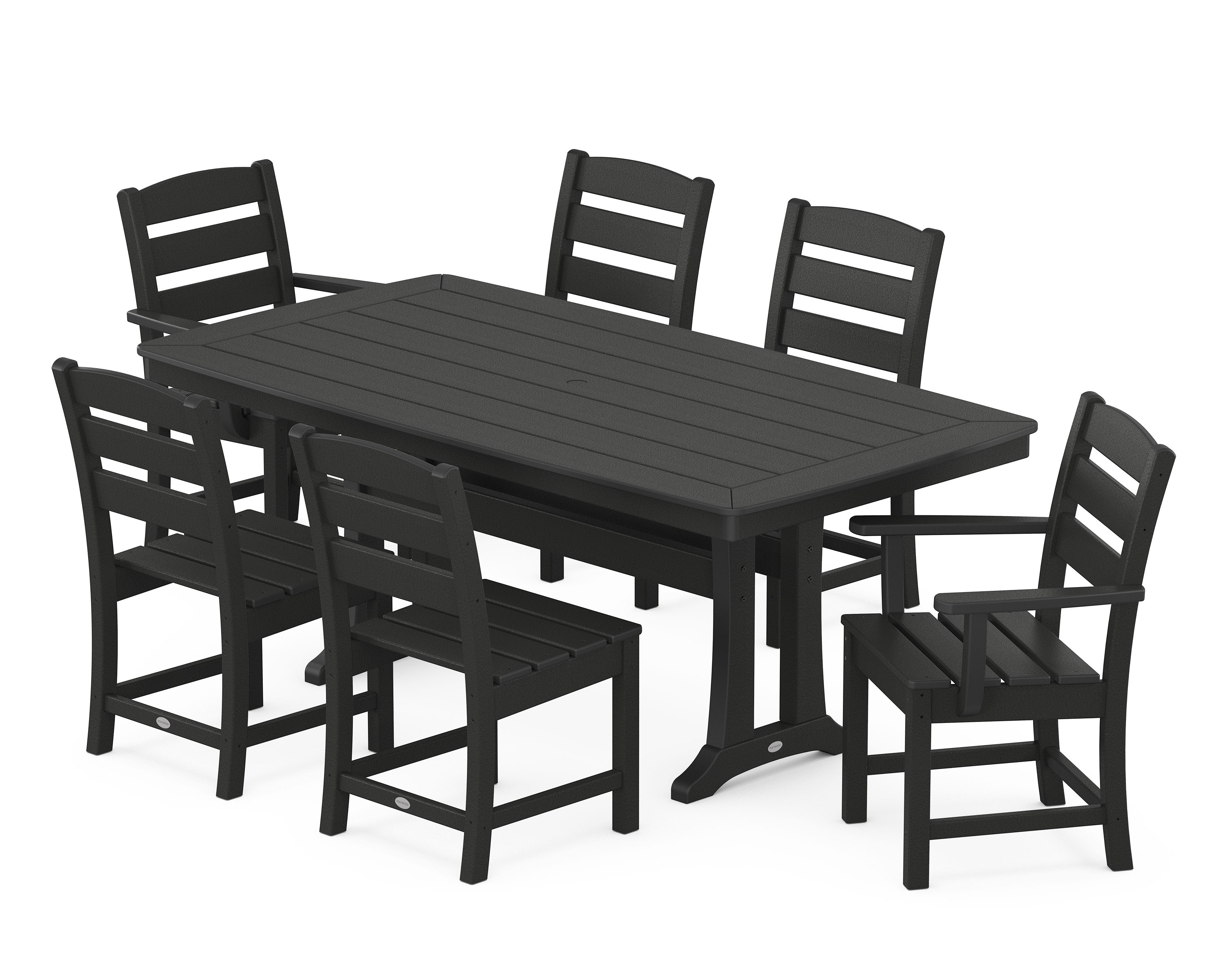Lakeside 7-Piece Dining Set with Trestle Legs in Black