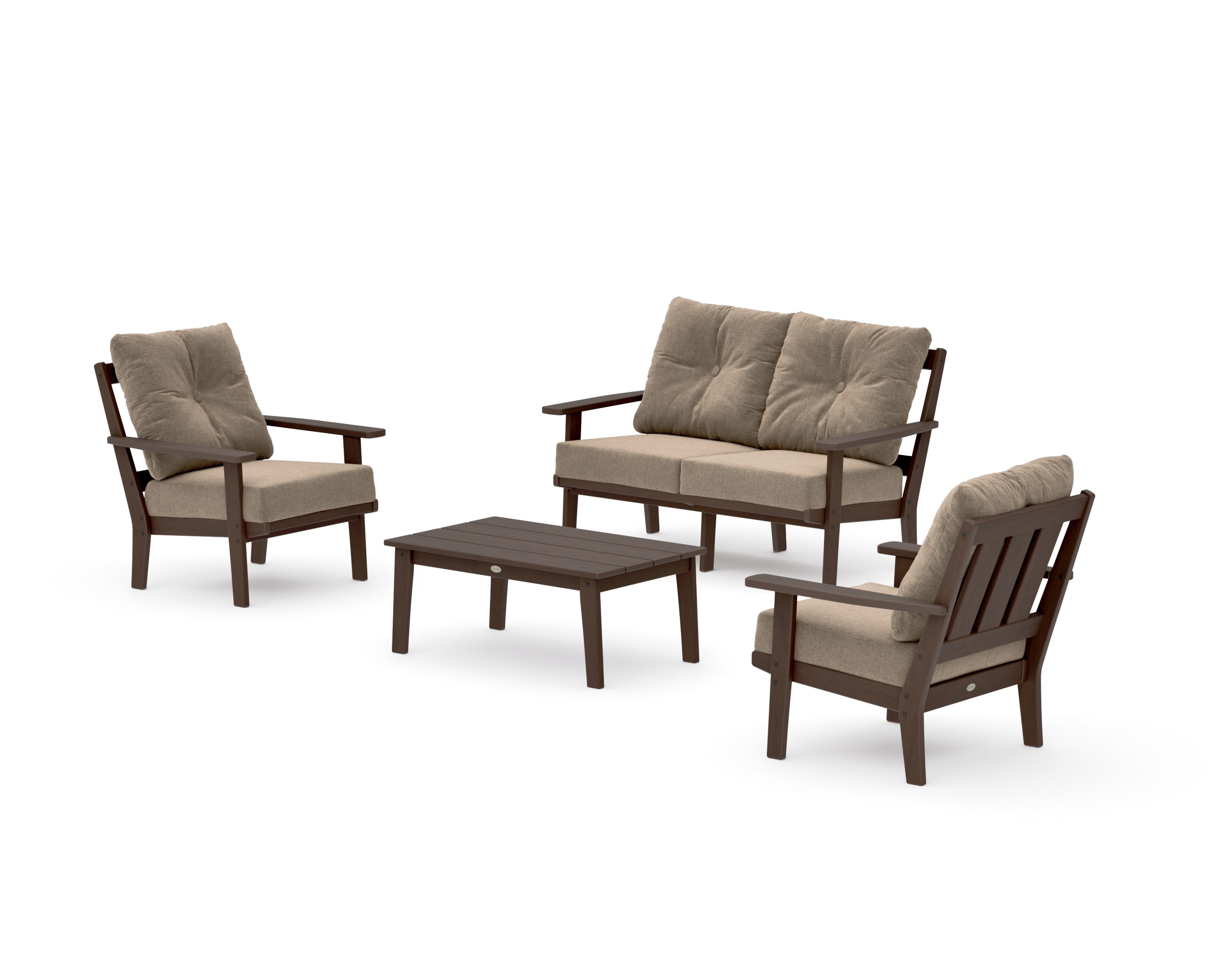 Oxford 4-Piece Deep Seating Set with Loveseat in Kona / Spiced Burlap