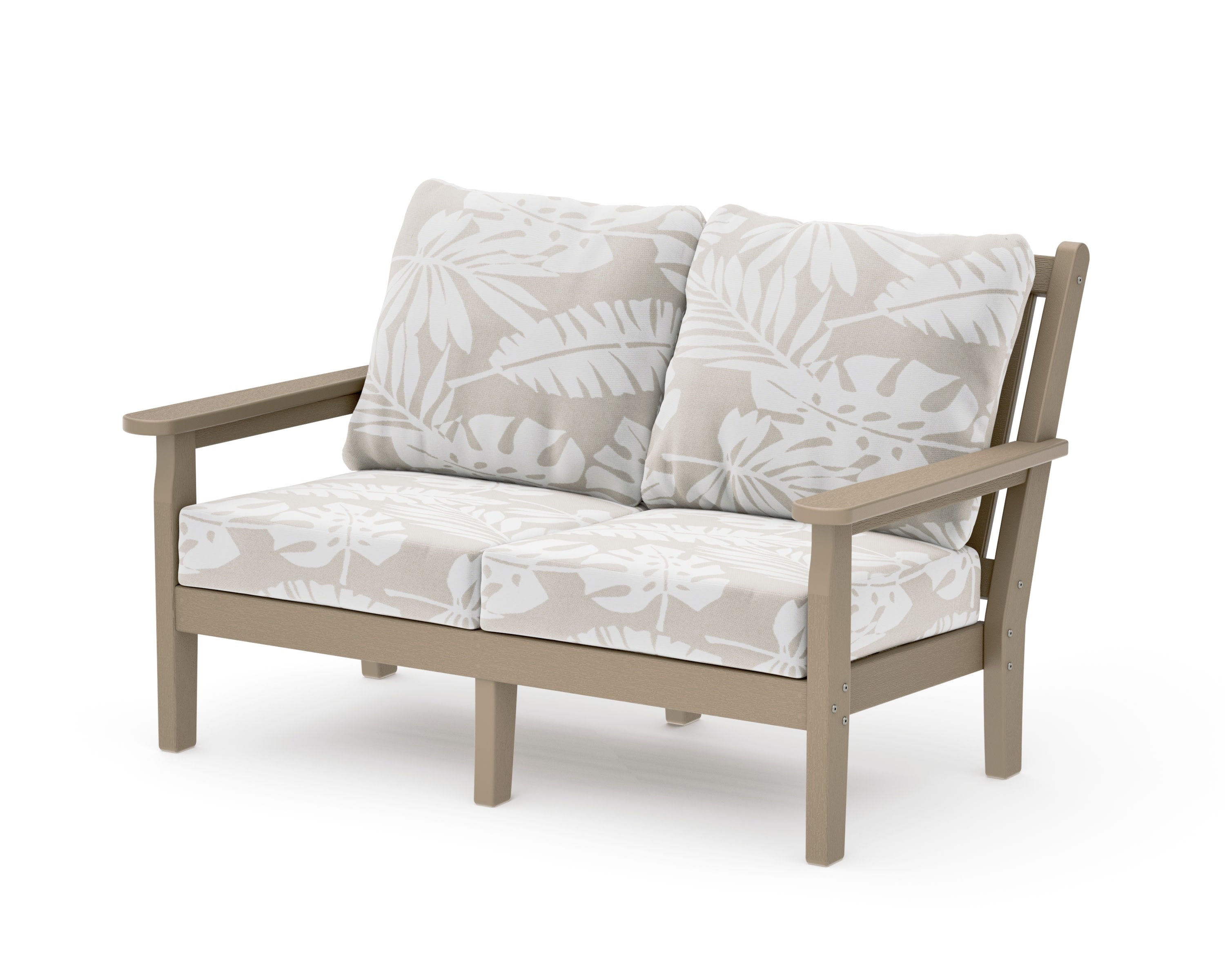 Chippendale Deep Seating Loveseat in Vintage Sahara / Leaf Dune Burlap