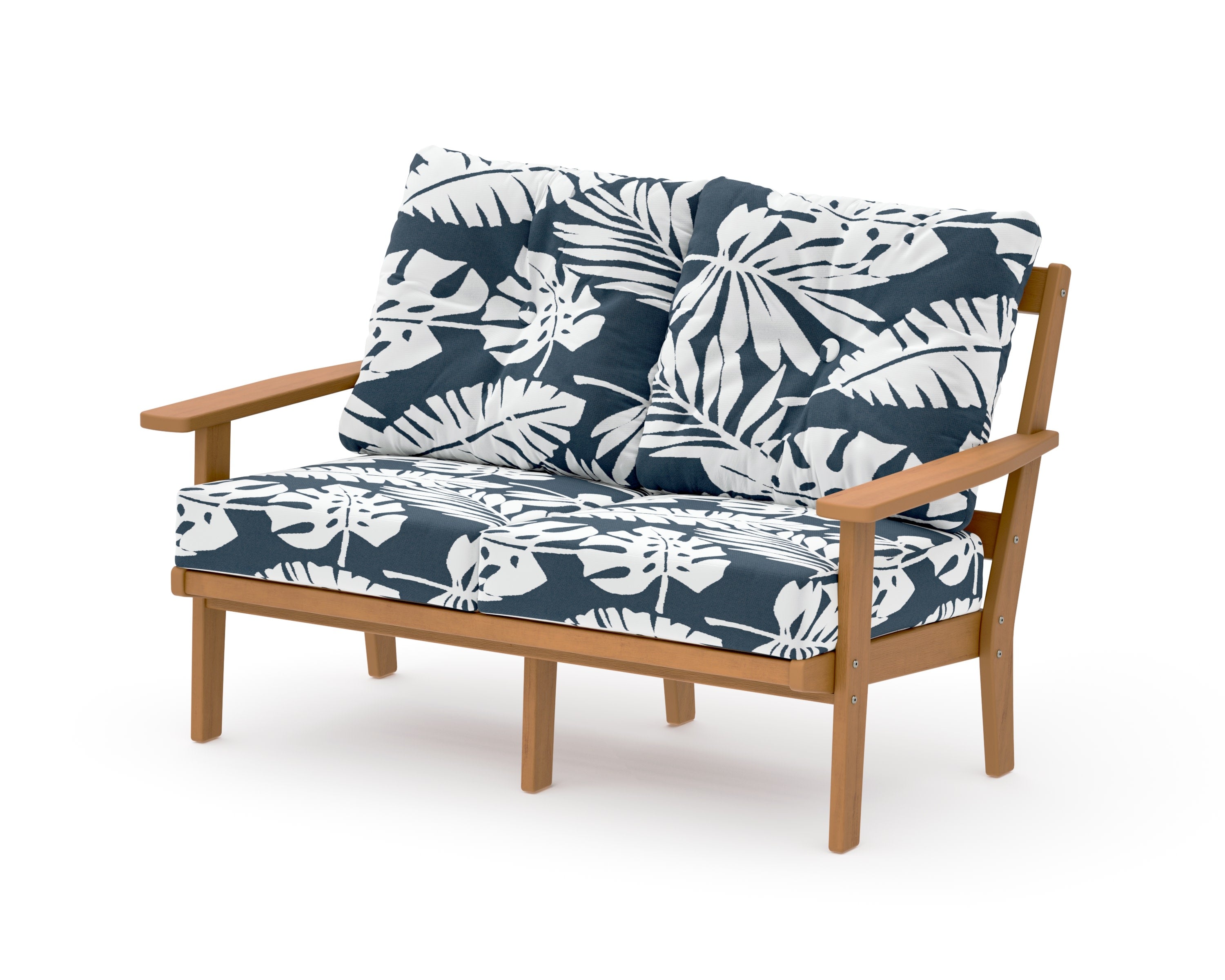 Prairie Deep SeatingLoveseat in Natural / Leaf Marine Indigo
