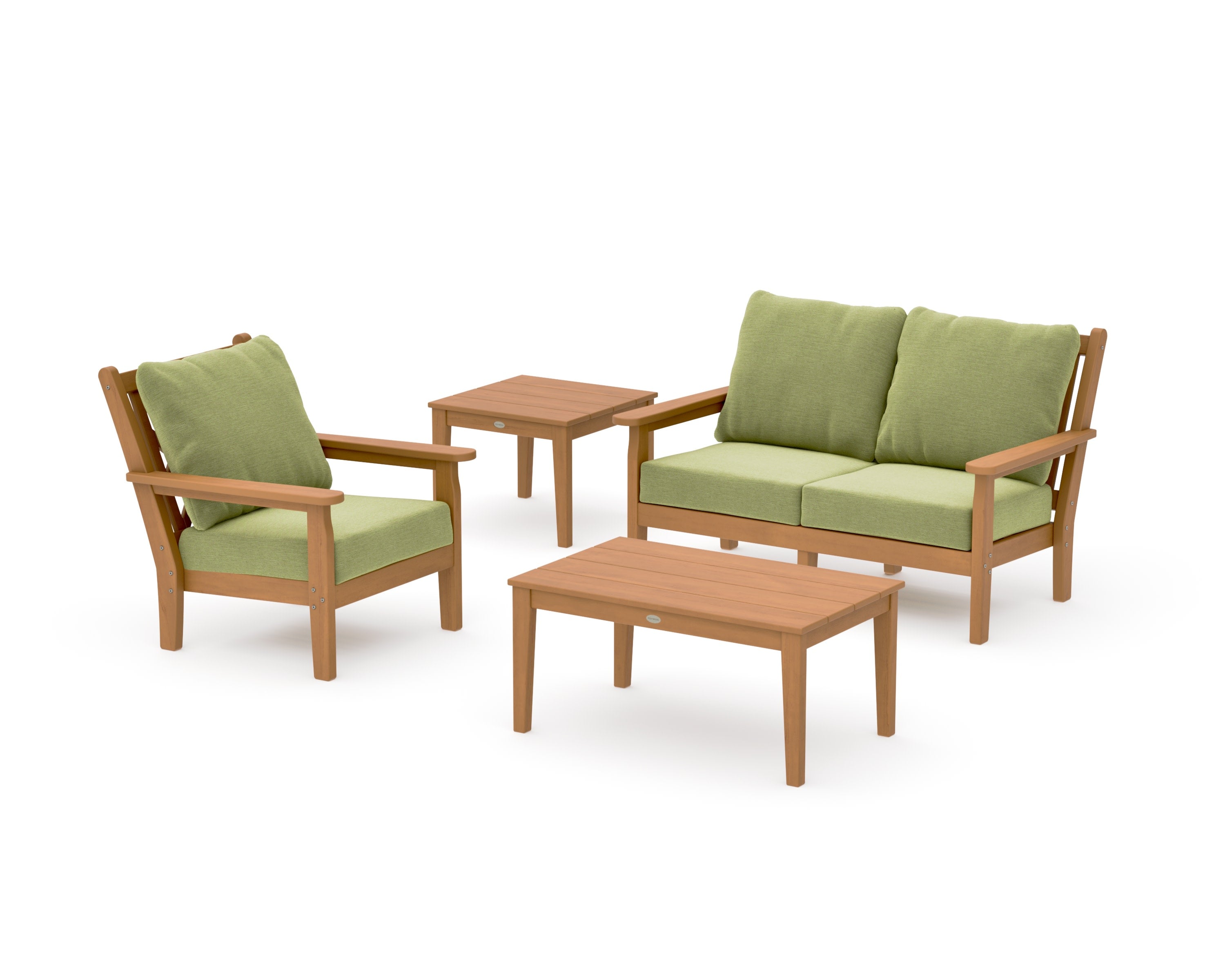 Chippendale 4-Piece Deep Seating Set in Natural / Chartreuse Boucle