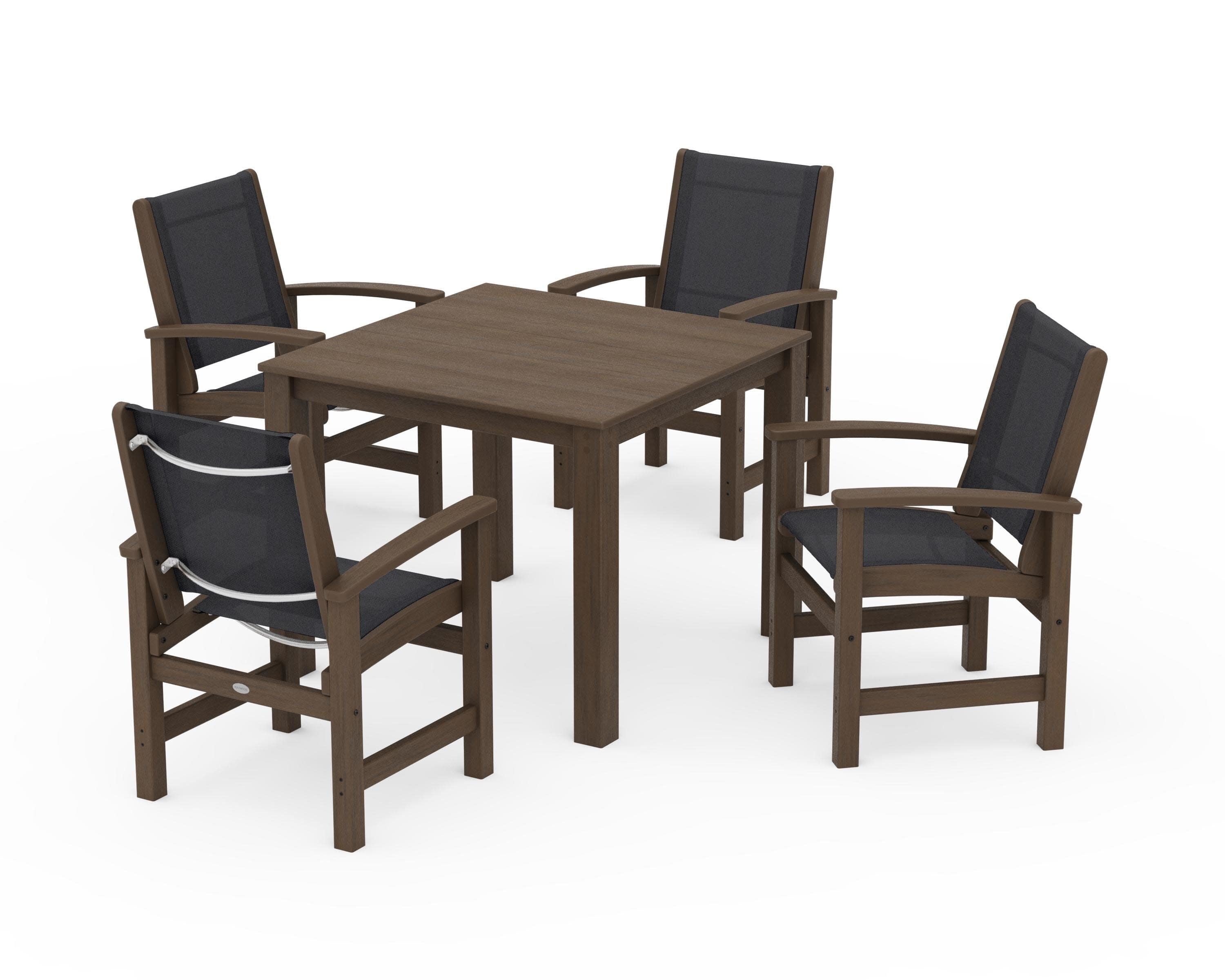 Coastal 5-Piece Parsons Dining Set in Kona / Black Sling