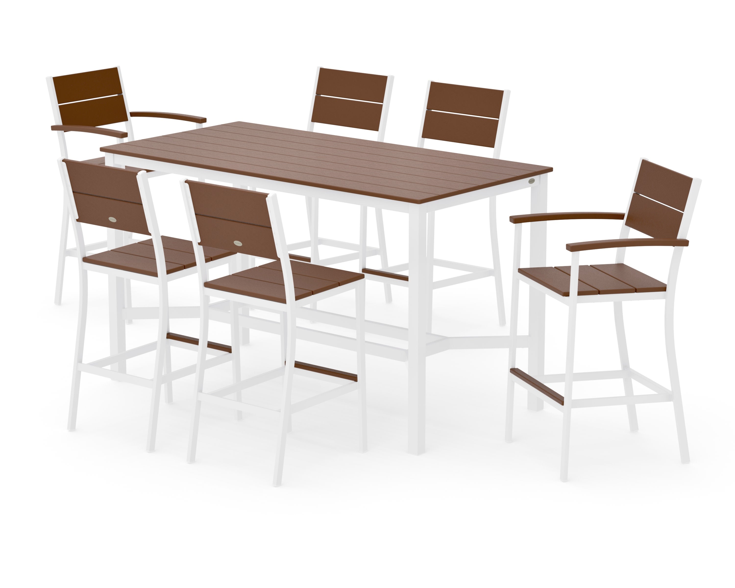 Main Street 7-Piece Bar Set in White / Teak