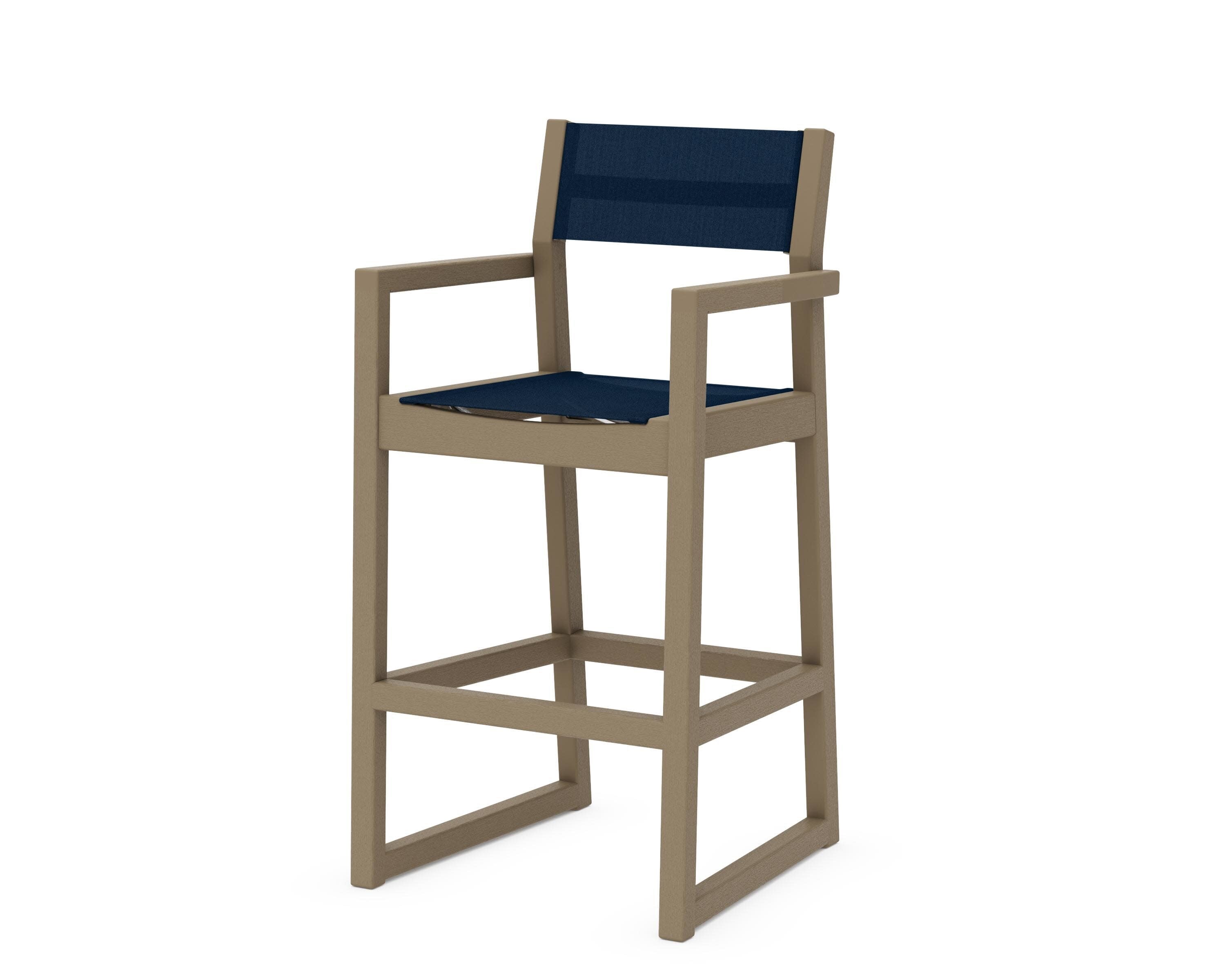 EDGE Sling Bar Arm Chair in Vintage Sahara / Navy Blue Sling