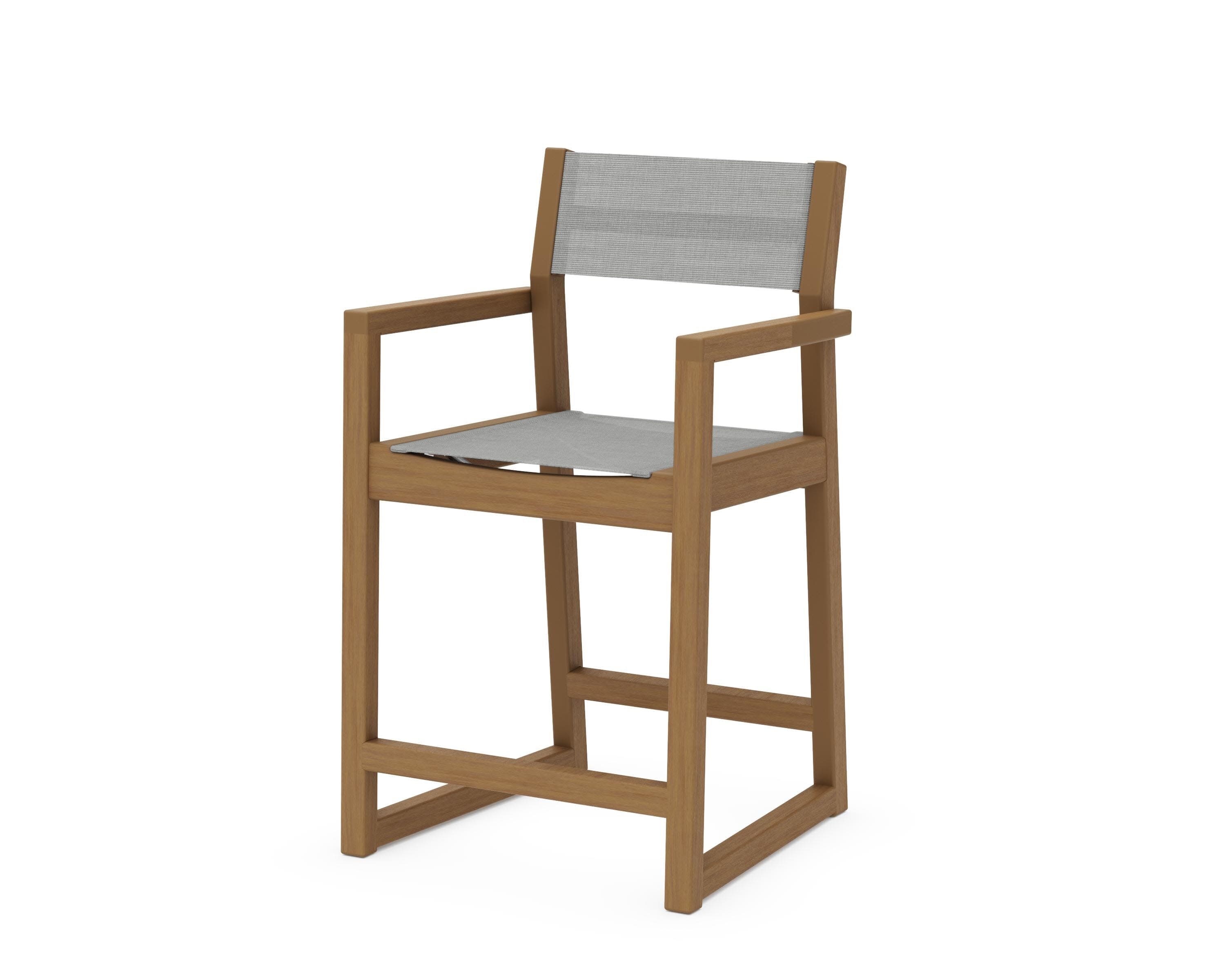 EDGE Sling Counter Arm Chair in Natural / Metallic Sling