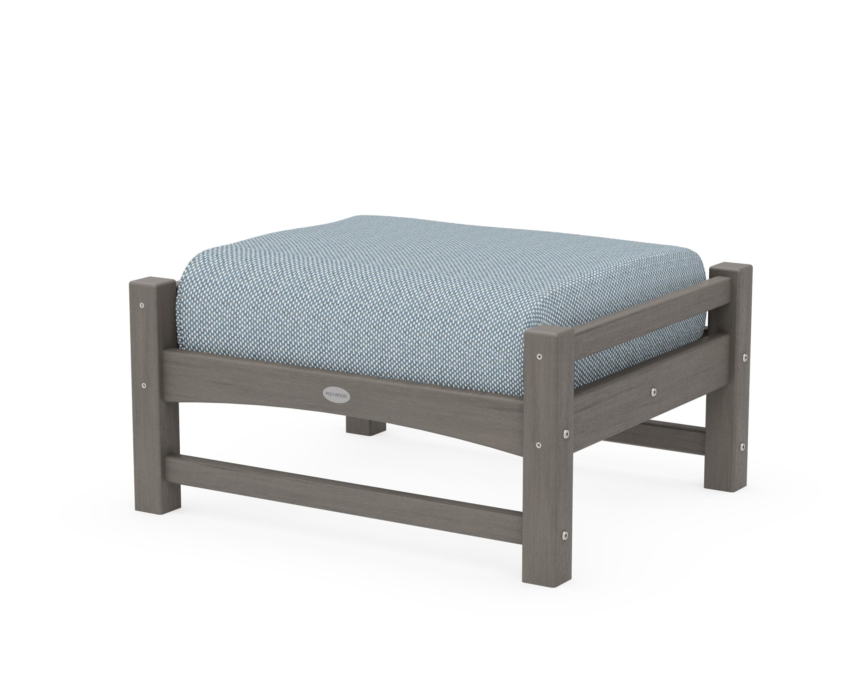 Club Ottoman in Driftwood / Exhale Sky