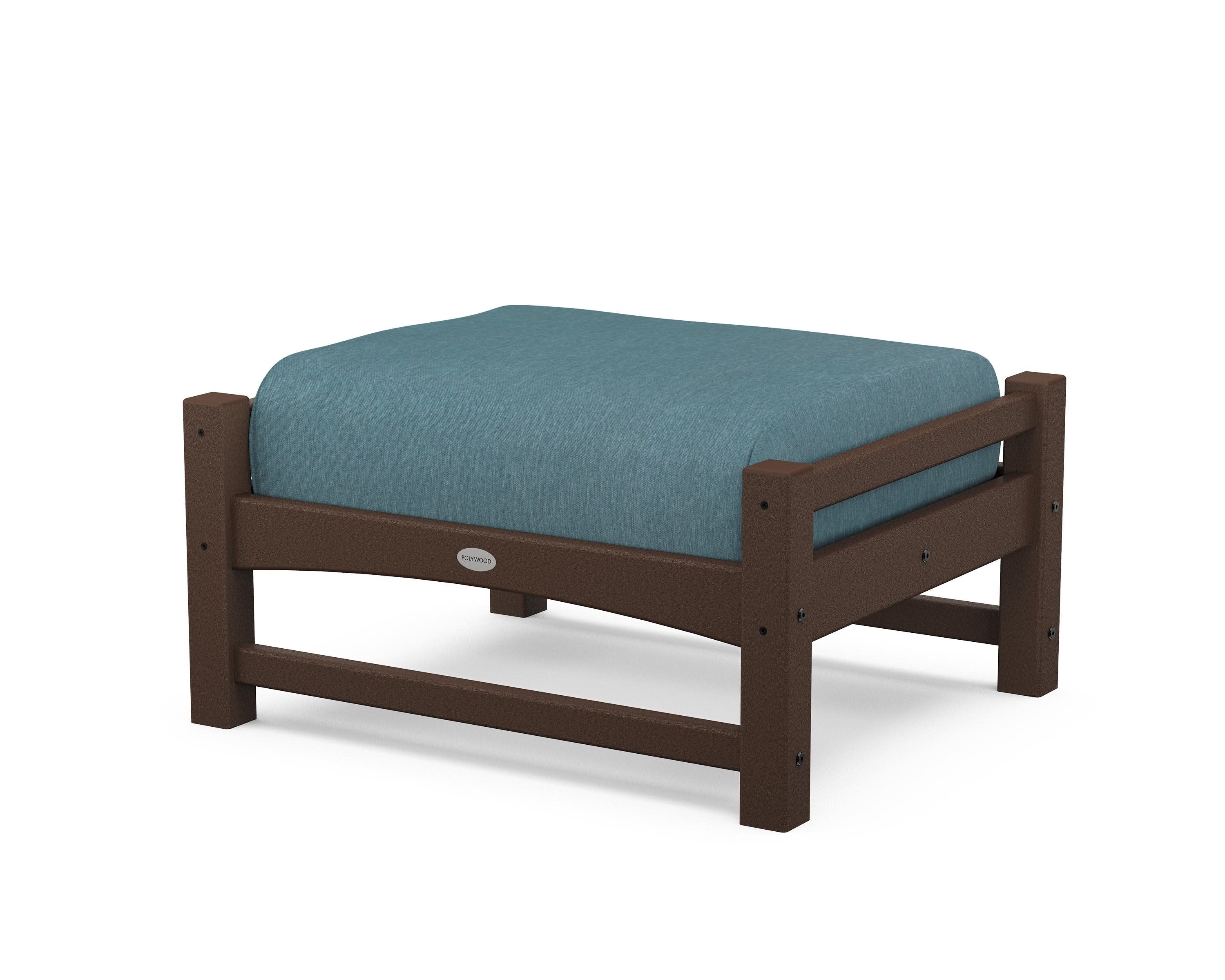 Club Ottoman in Mahogany / Ocean Teal