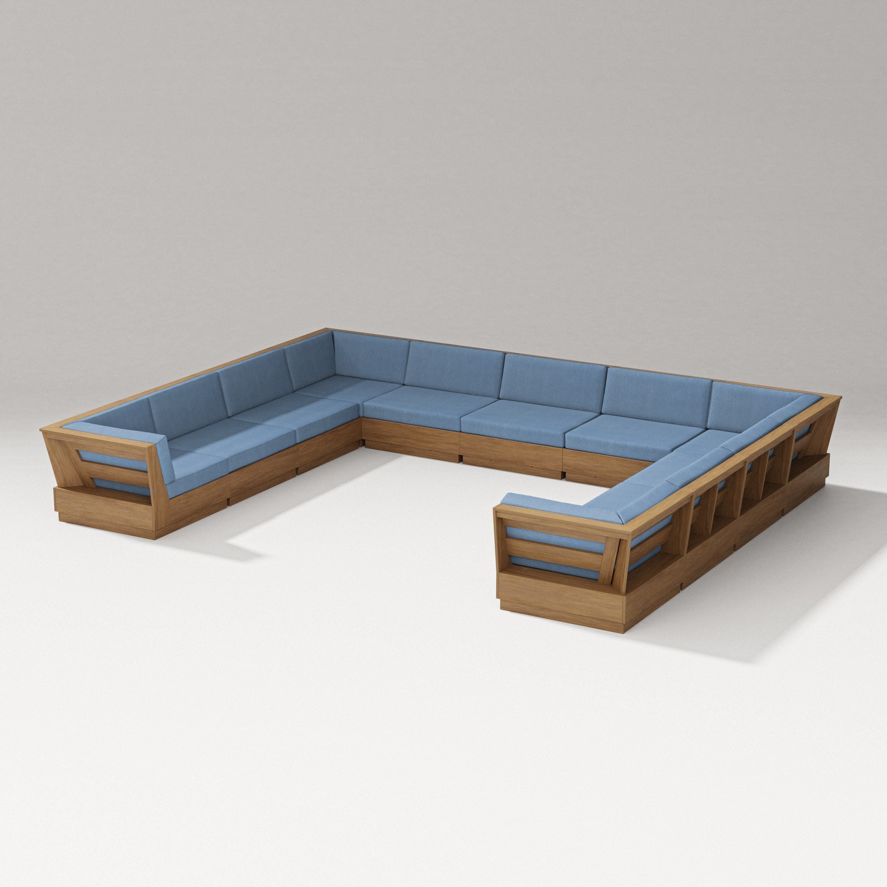 Elevate Large U-Shaped Sectional in Natural / Sky Blue