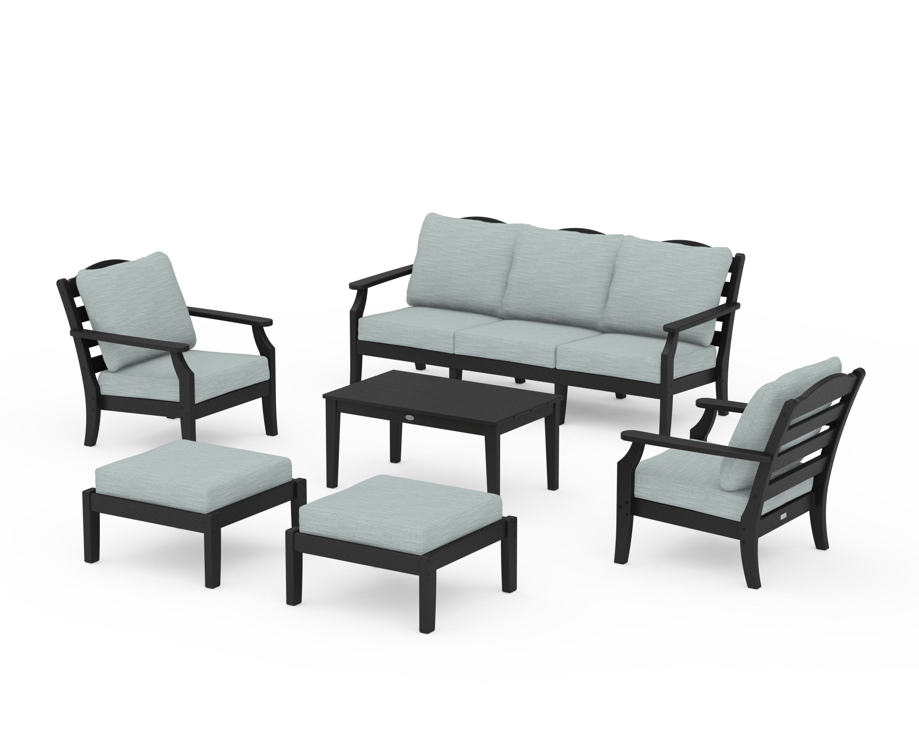 Savannah 6-Piece Lounge Sofa Set in Black / Soothe Mist