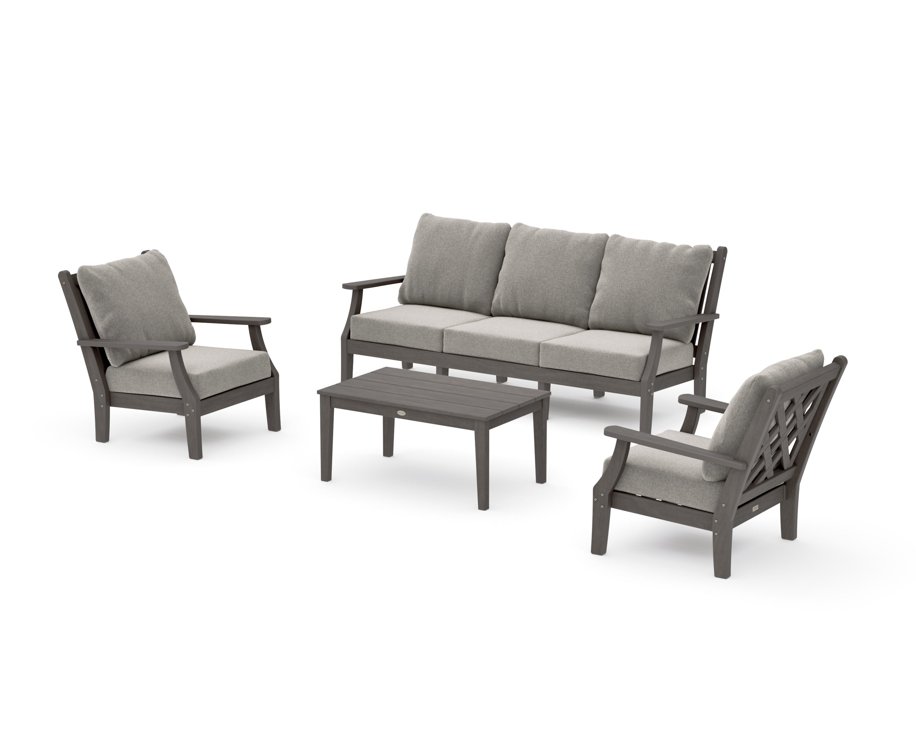 Wovendale 4-Piece Deep Seating Set with Sofa in Driftwood / Weathered Tweed