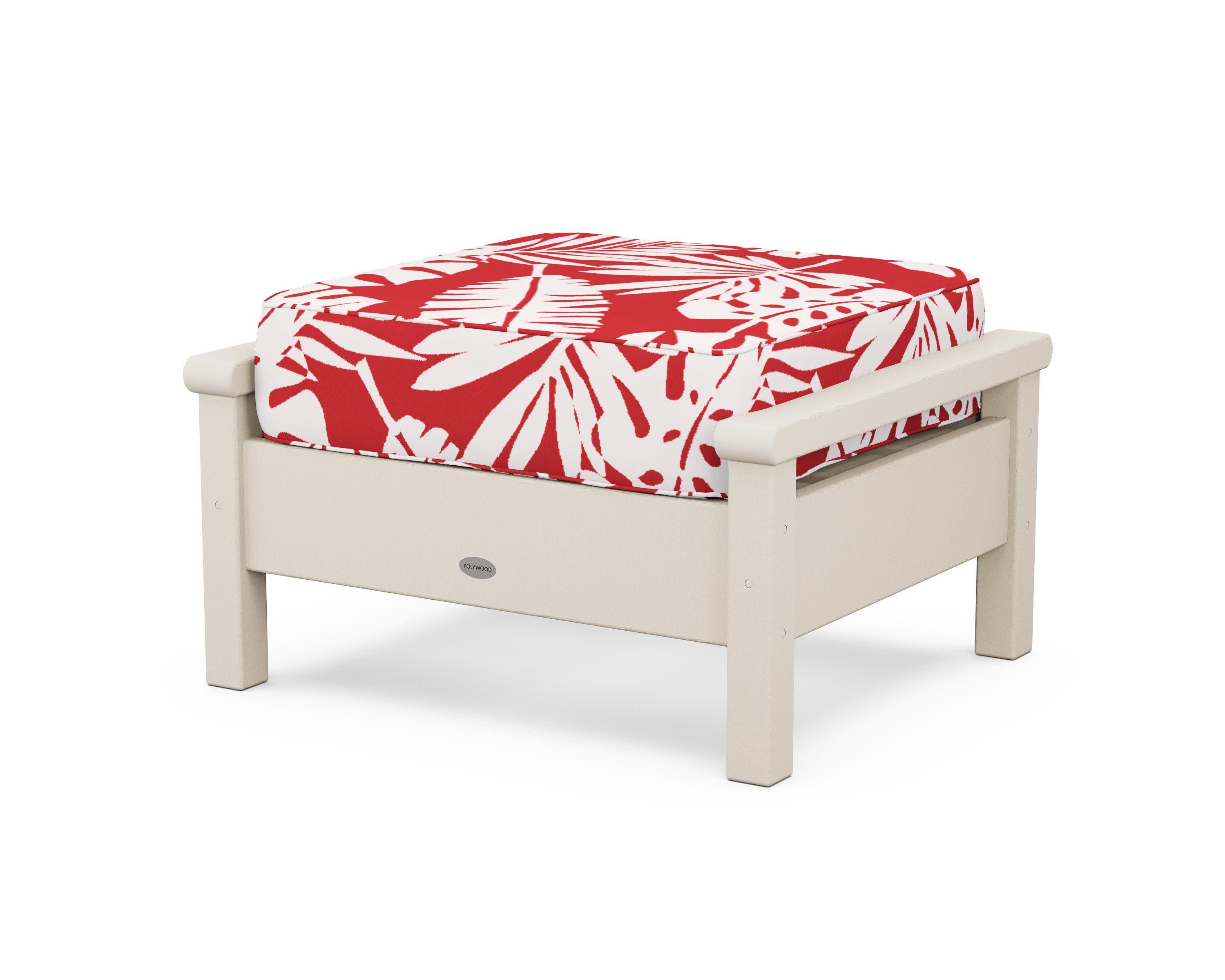 Harbour Deep Seating Ottoman in Sand / Leaf Crimson