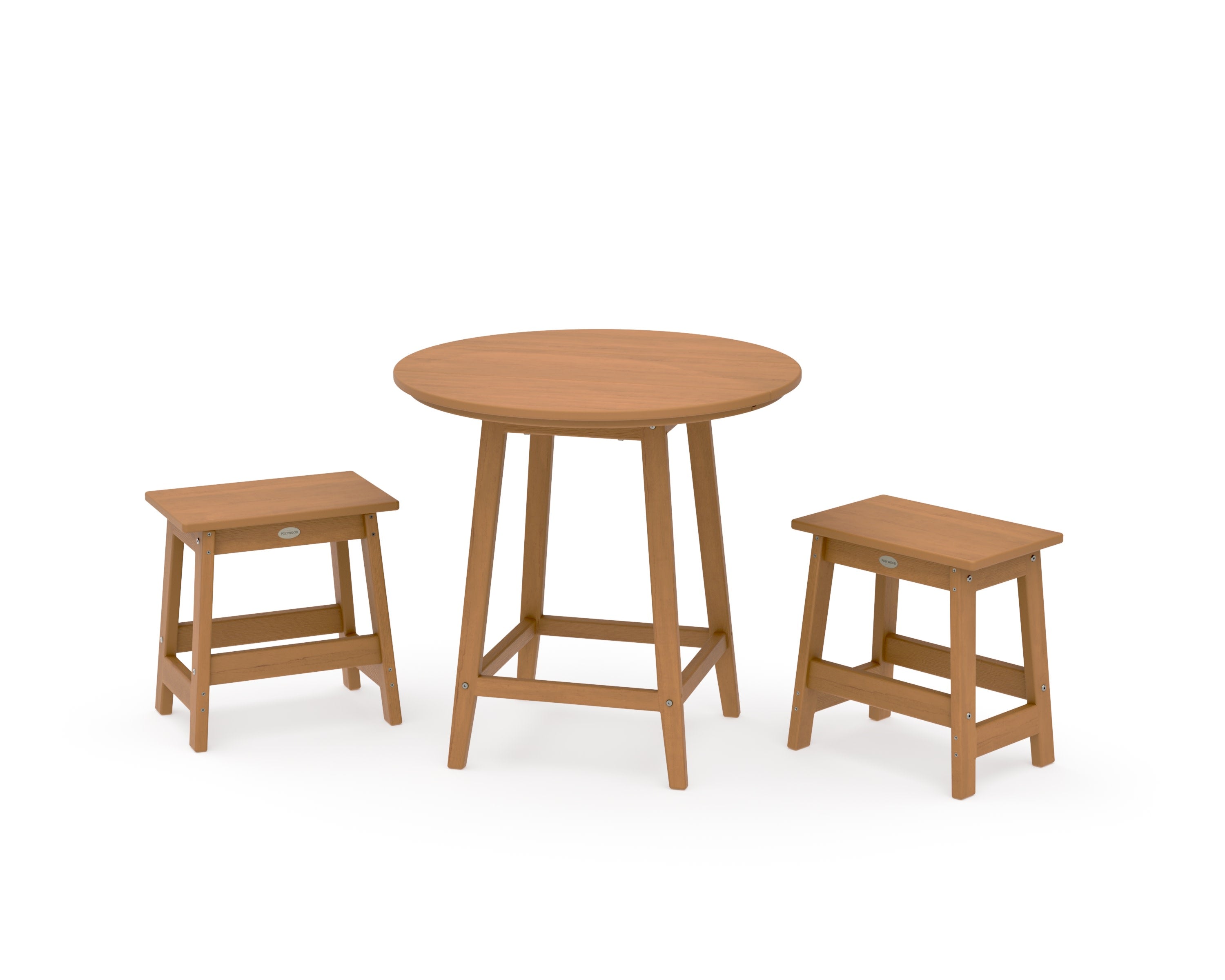 Modern Studio Stool 3-Piece Round Bistro Set in Natural