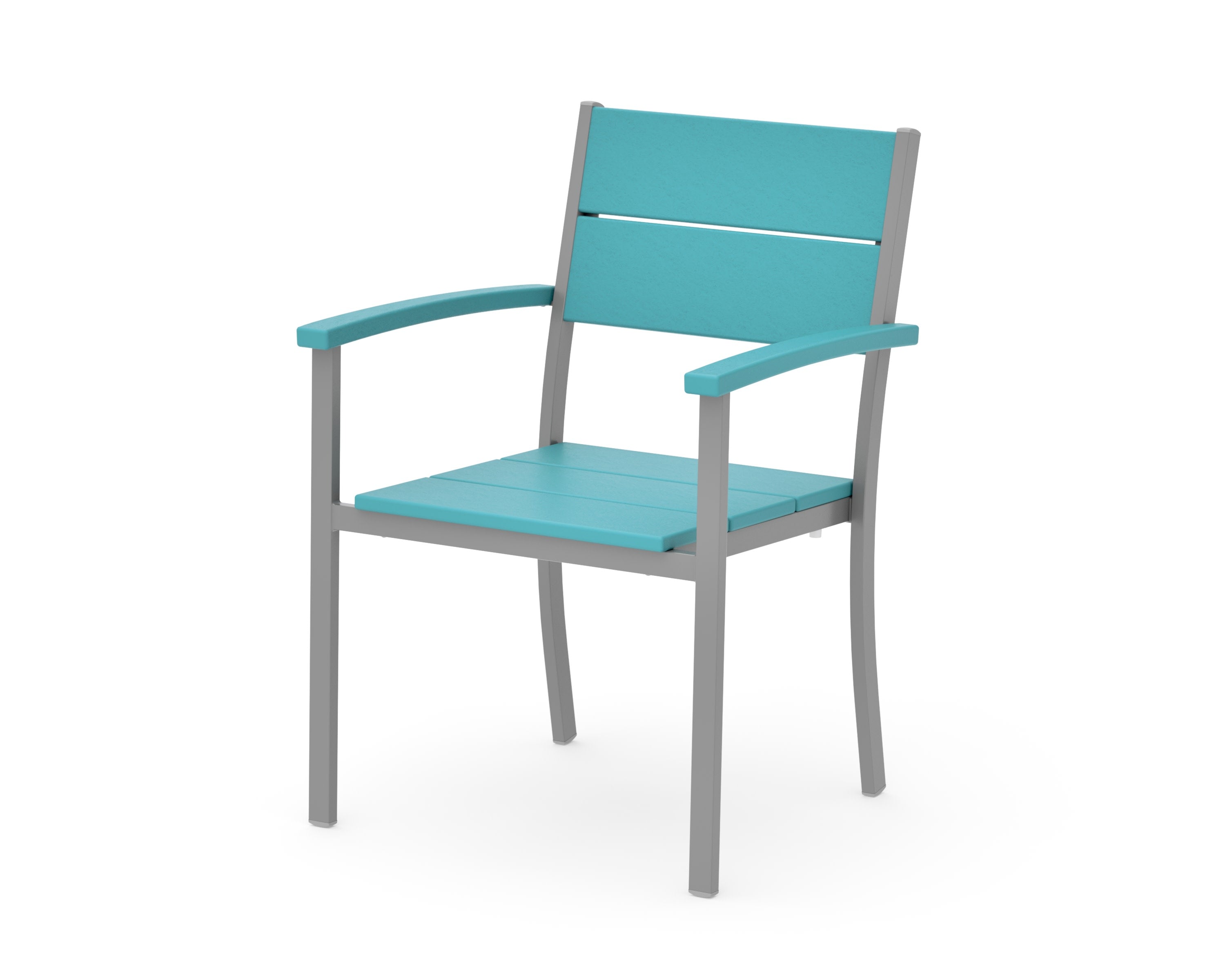 Main Street Stacking Dining Arm Chair in Silver / Aruba
