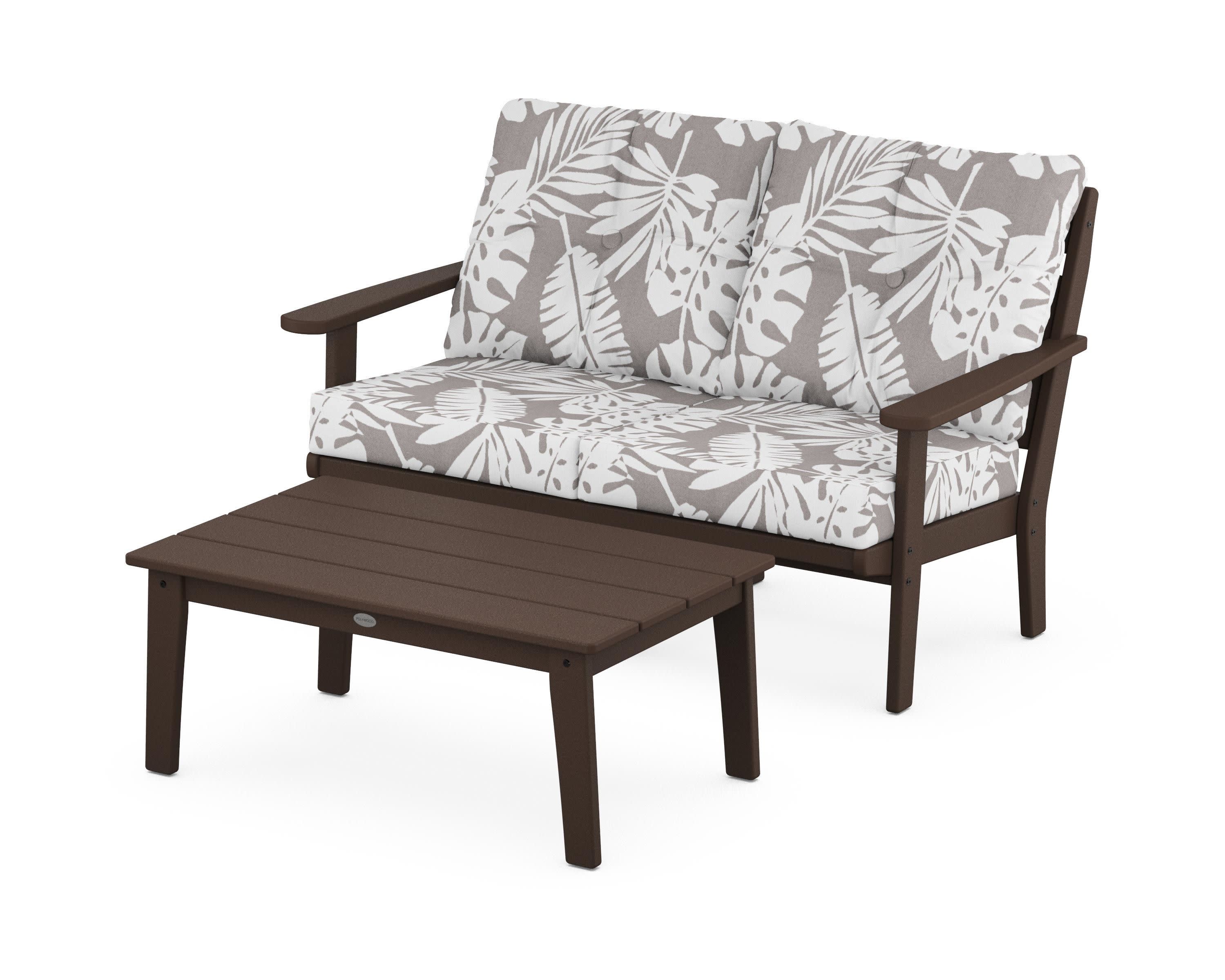 Lakeside 2-Piece Lounge Loveseat Set in Mahogany / Leaf Grey Mist
