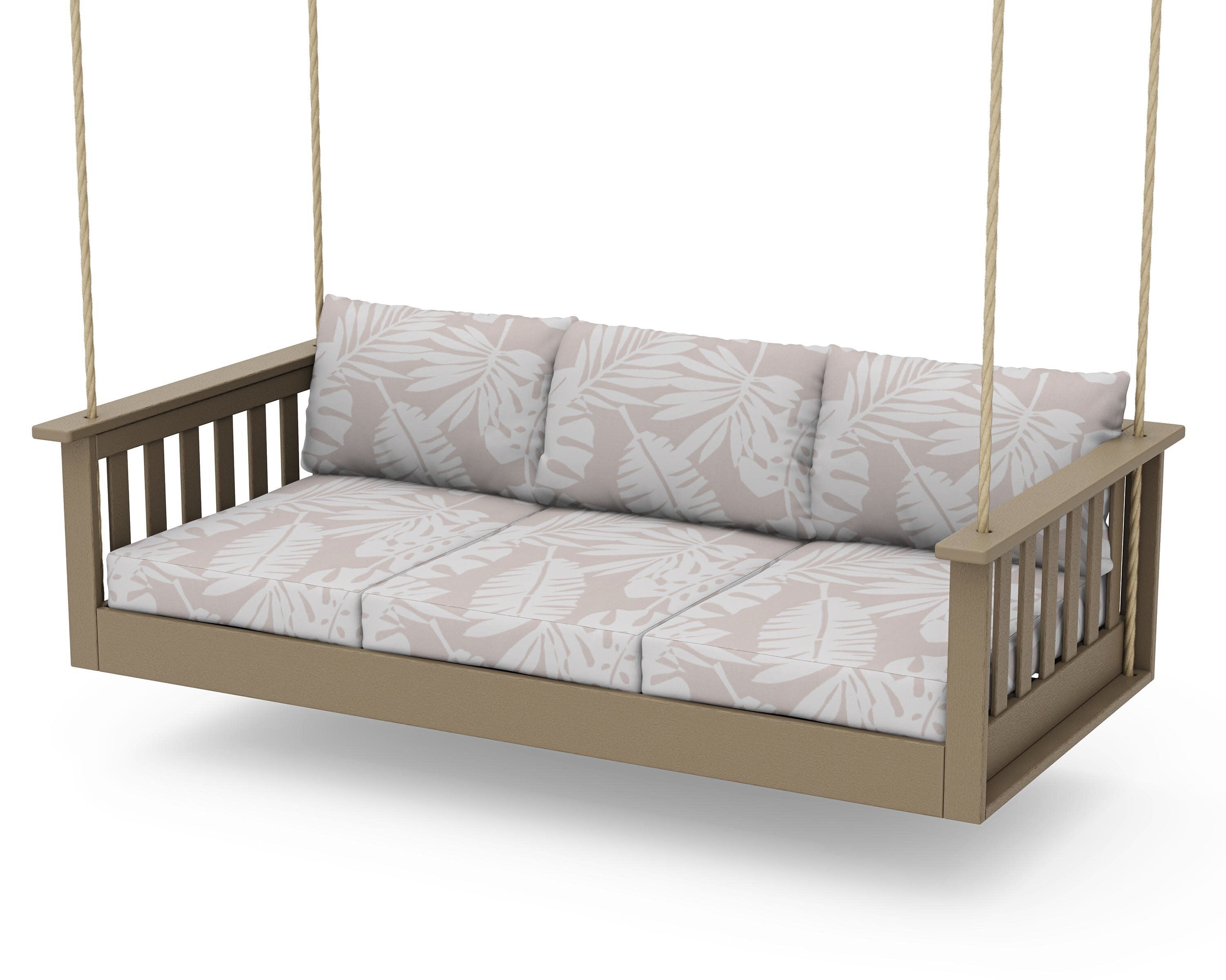 Vineyard Daybed Swing in Vintage Sahara / Leaf Dune Burlap