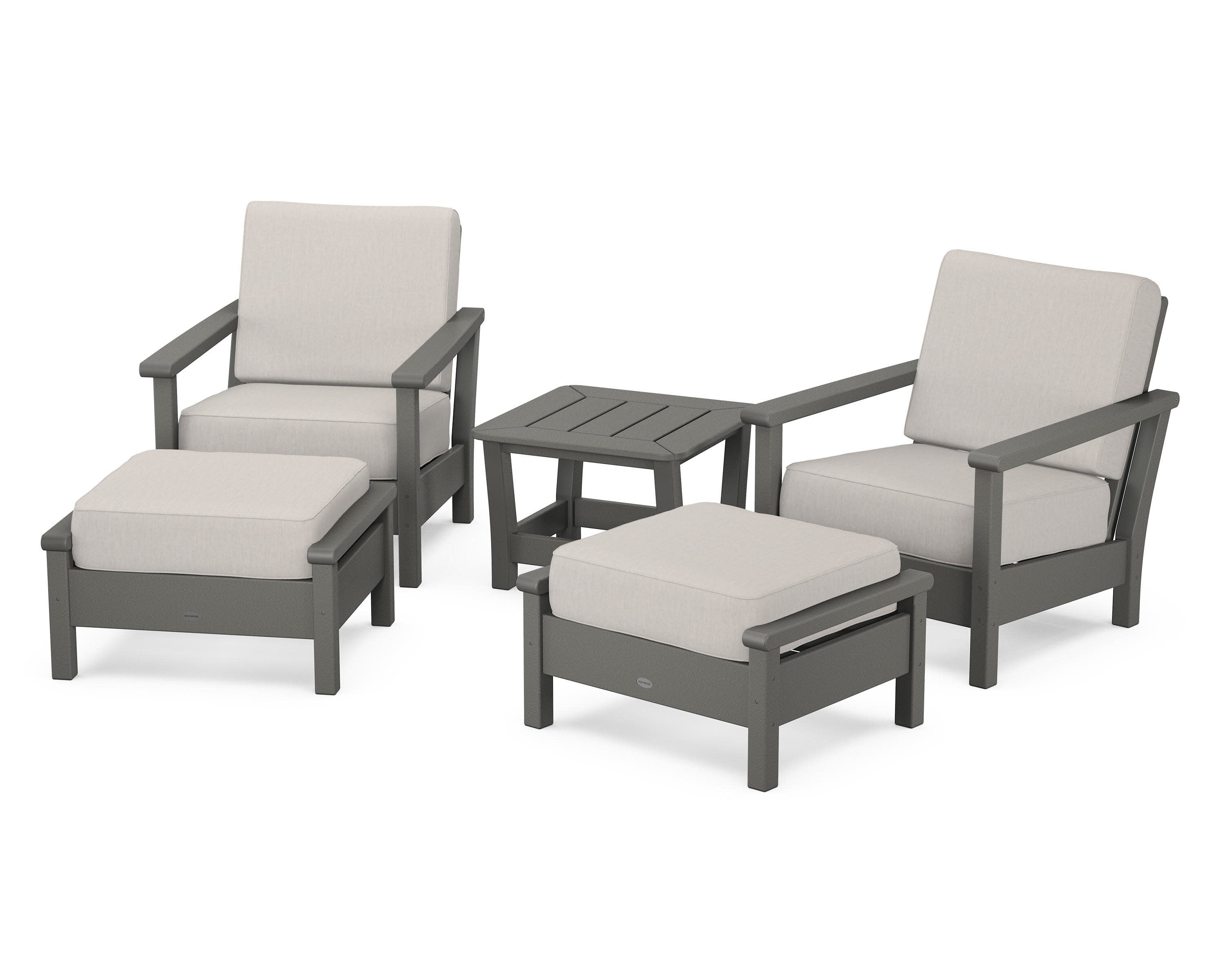 Harbour 5-Piece Deep Seating Chair Set in Slate Grey / Cast Ash