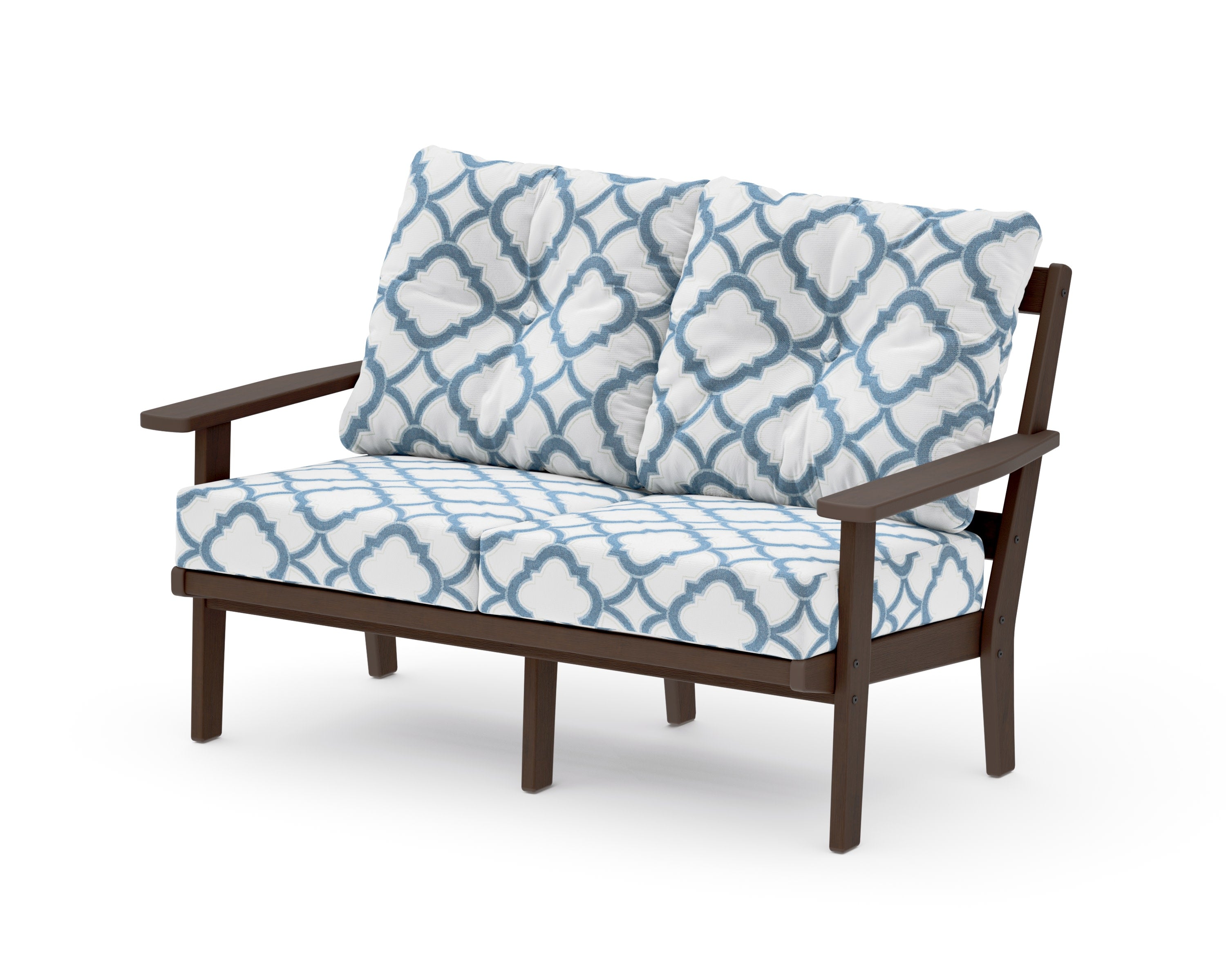 Prairie Deep SeatingLoveseat in Kona / Trellis Sky Blue