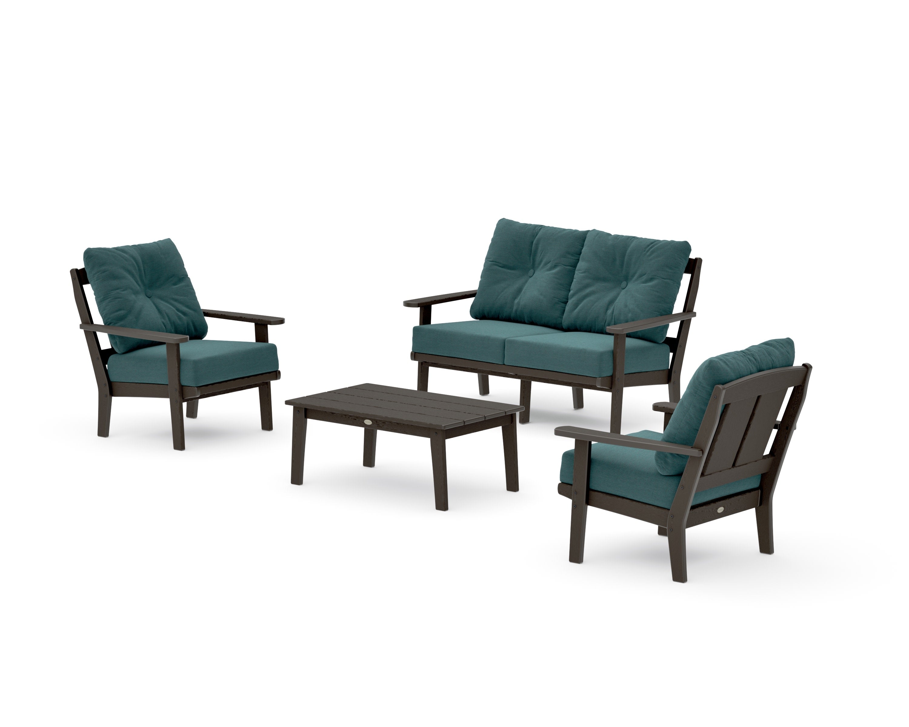 Mission 4-Piece Deep Seating Set with Loveseat in Vintage Coffee / Ocean Teal